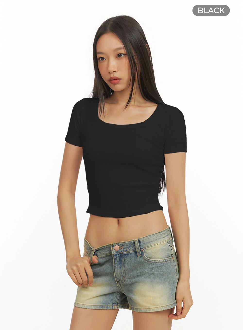 Basic Cotton Crop Tee IY422 - Image 11