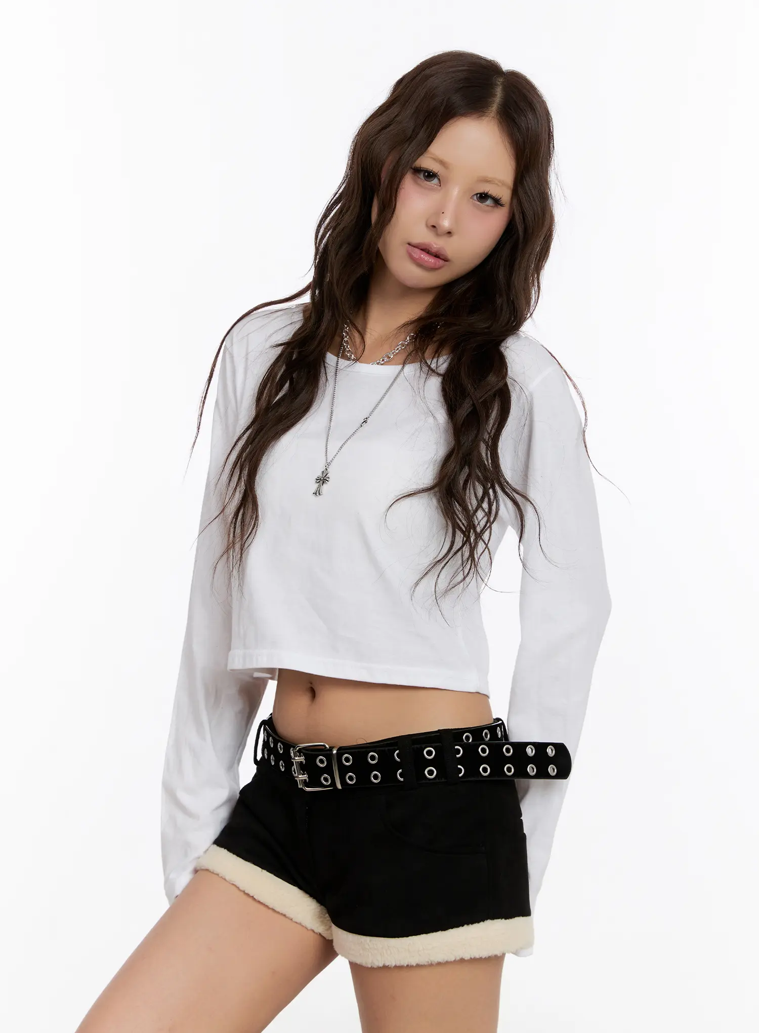 Basic Cropped Long Sleeve Top CN527 - Image 9