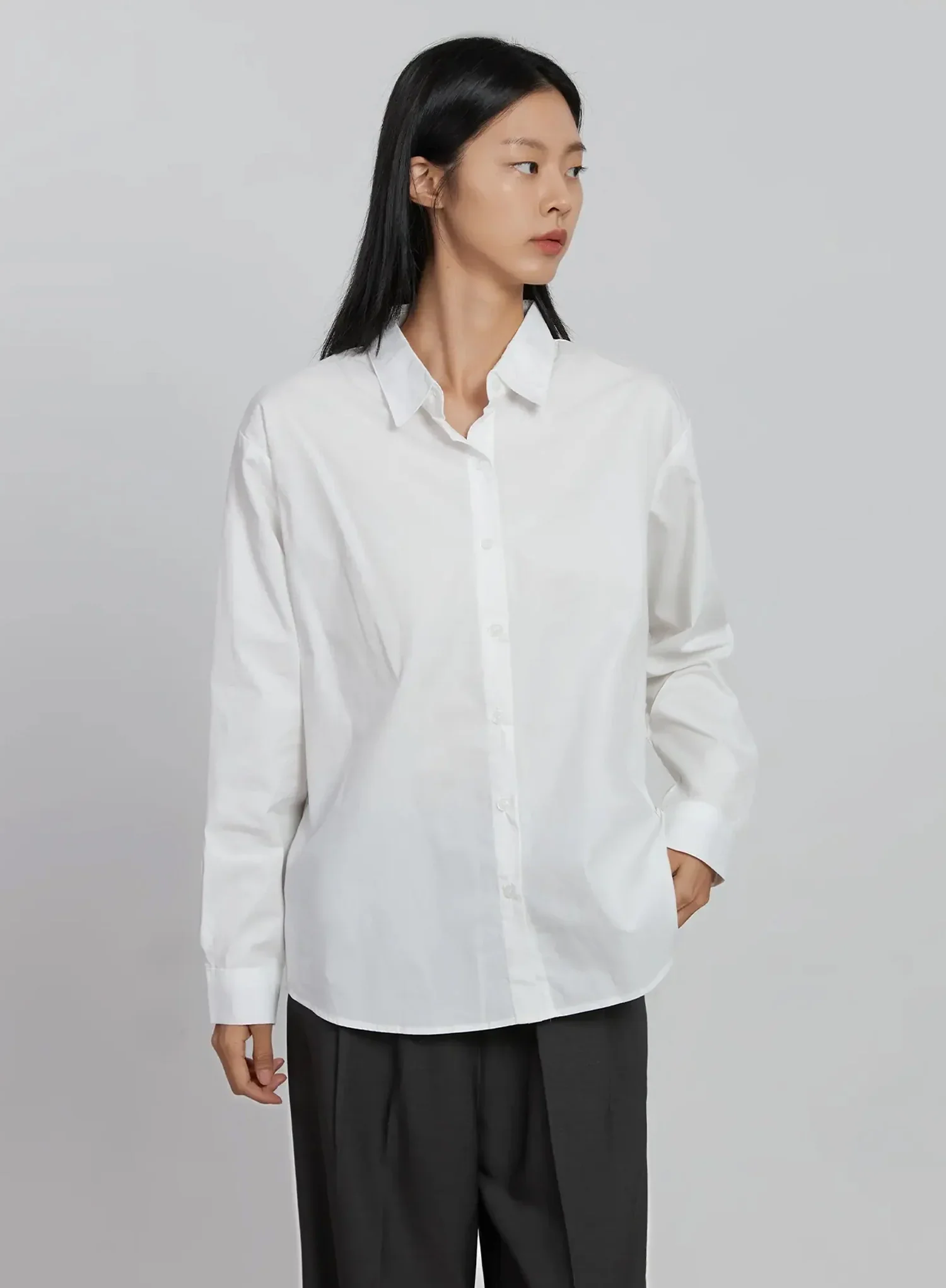 Basic Long Sleeve Button-Up Shirt ID516 - Image 3