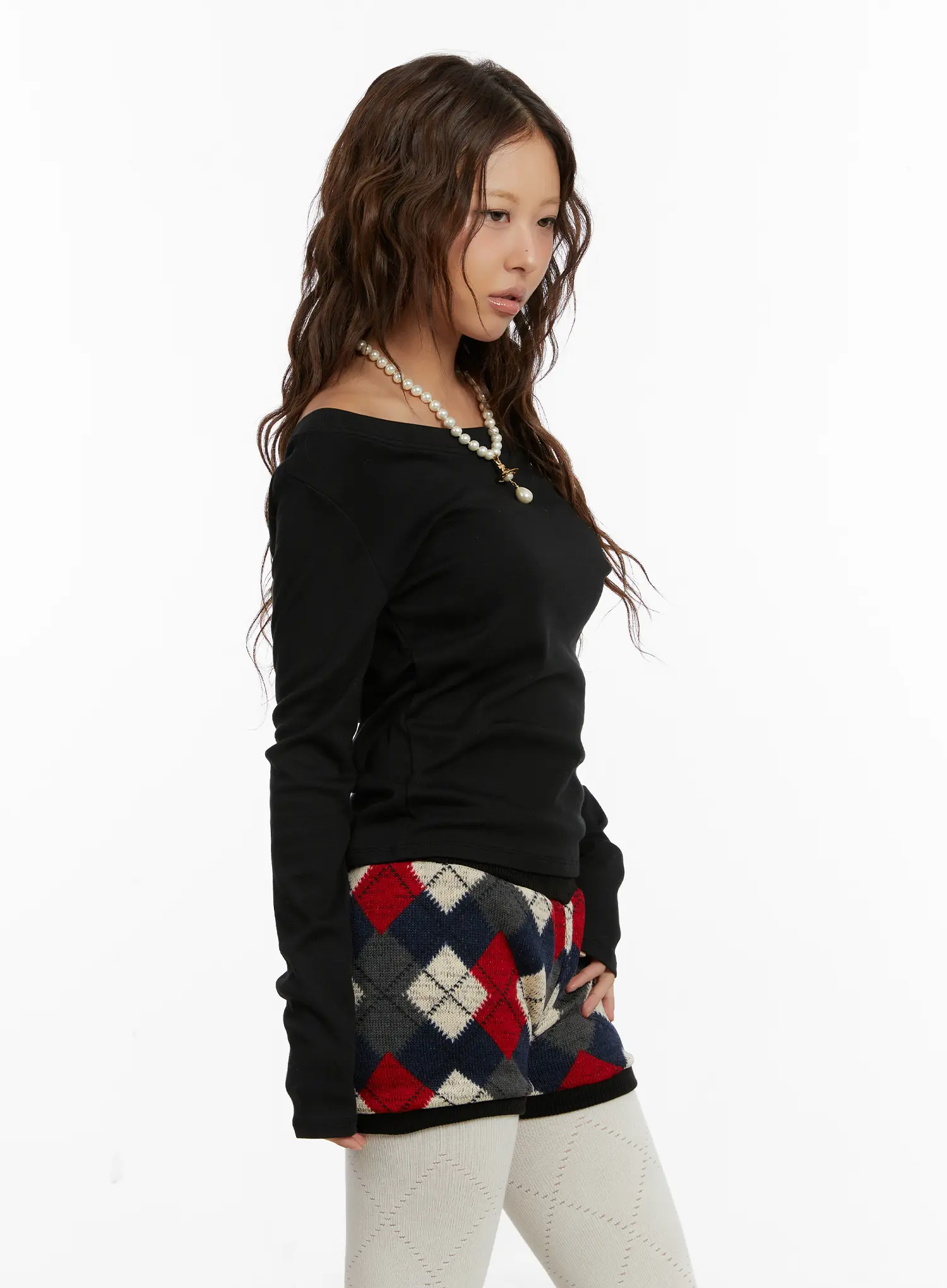Basic Off-Shoulder Long Sleeve Top CD512 - Image 4