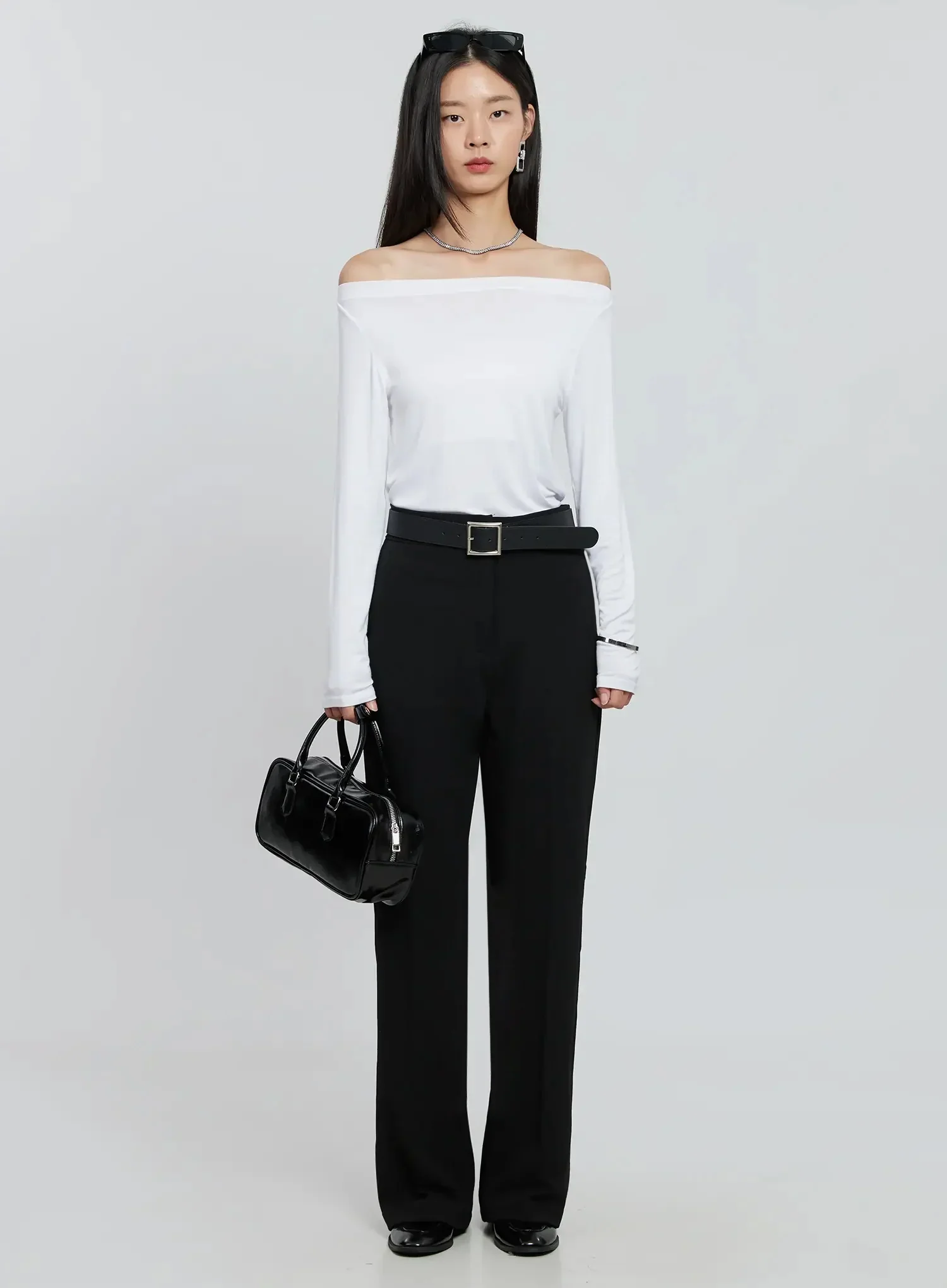 Basic Off-Shoulder Long Tee IN507