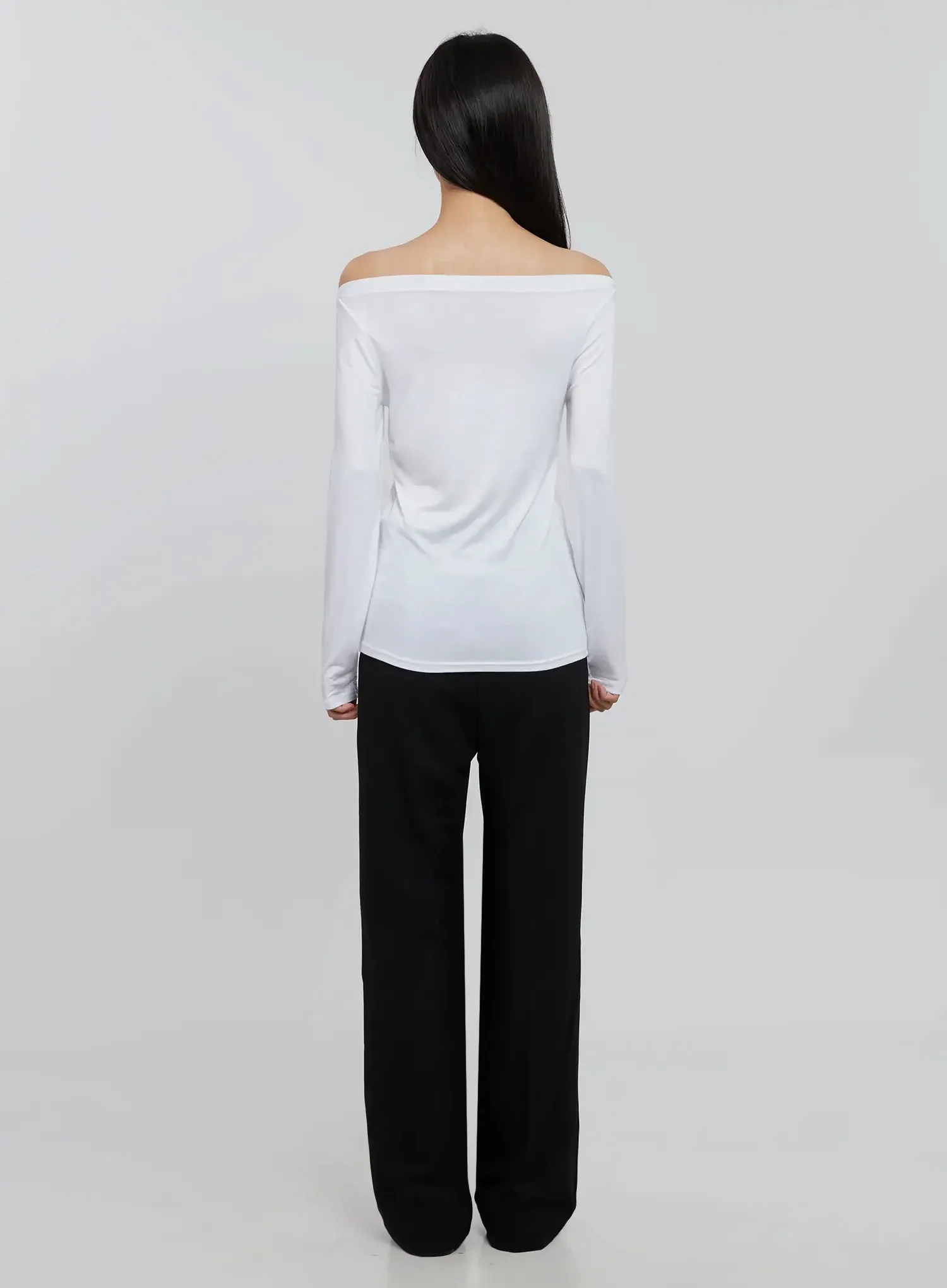 Basic Off-Shoulder Long Tee IN507 - Image 7
