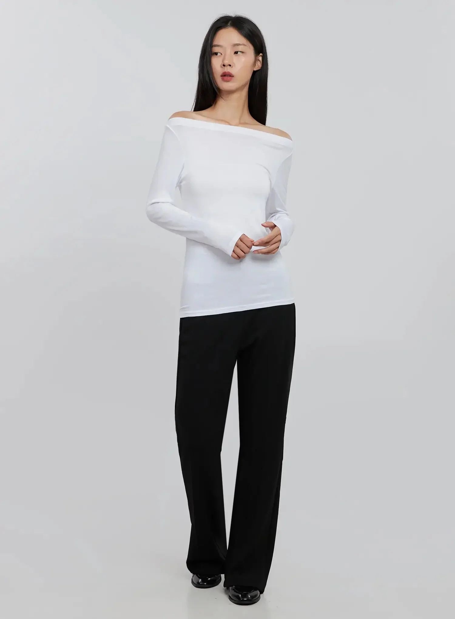 Basic Off-Shoulder Long Tee IN507 - Image 8