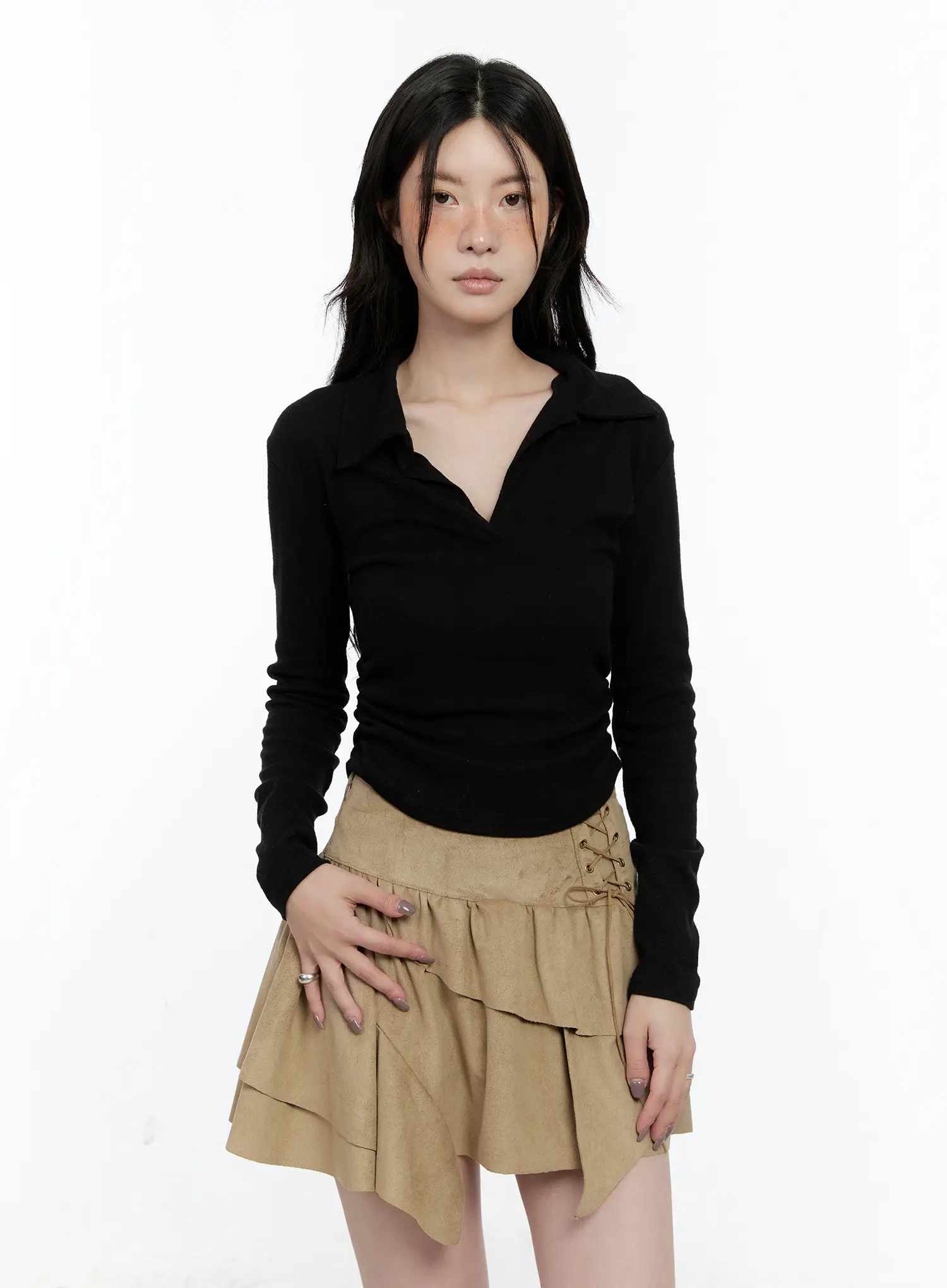 Basic Polo Neck Long Sleeve Top CN517 - Image 10