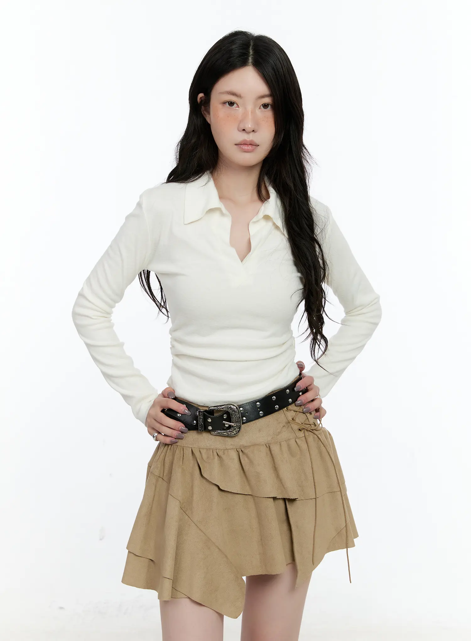 Basic Polo Neck Long Sleeve Top CN517 - Image 11