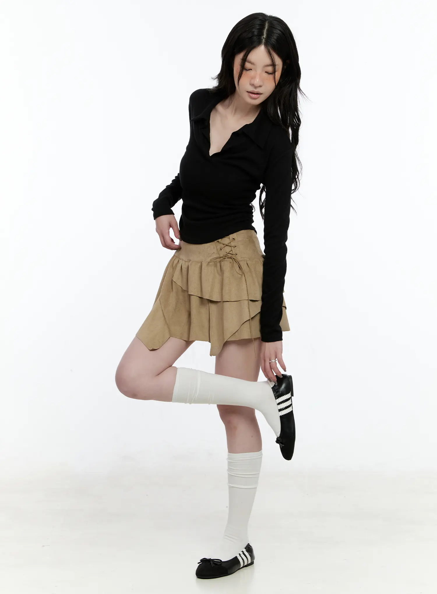 Basic Polo Neck Long Sleeve Top CN517 - Image 2