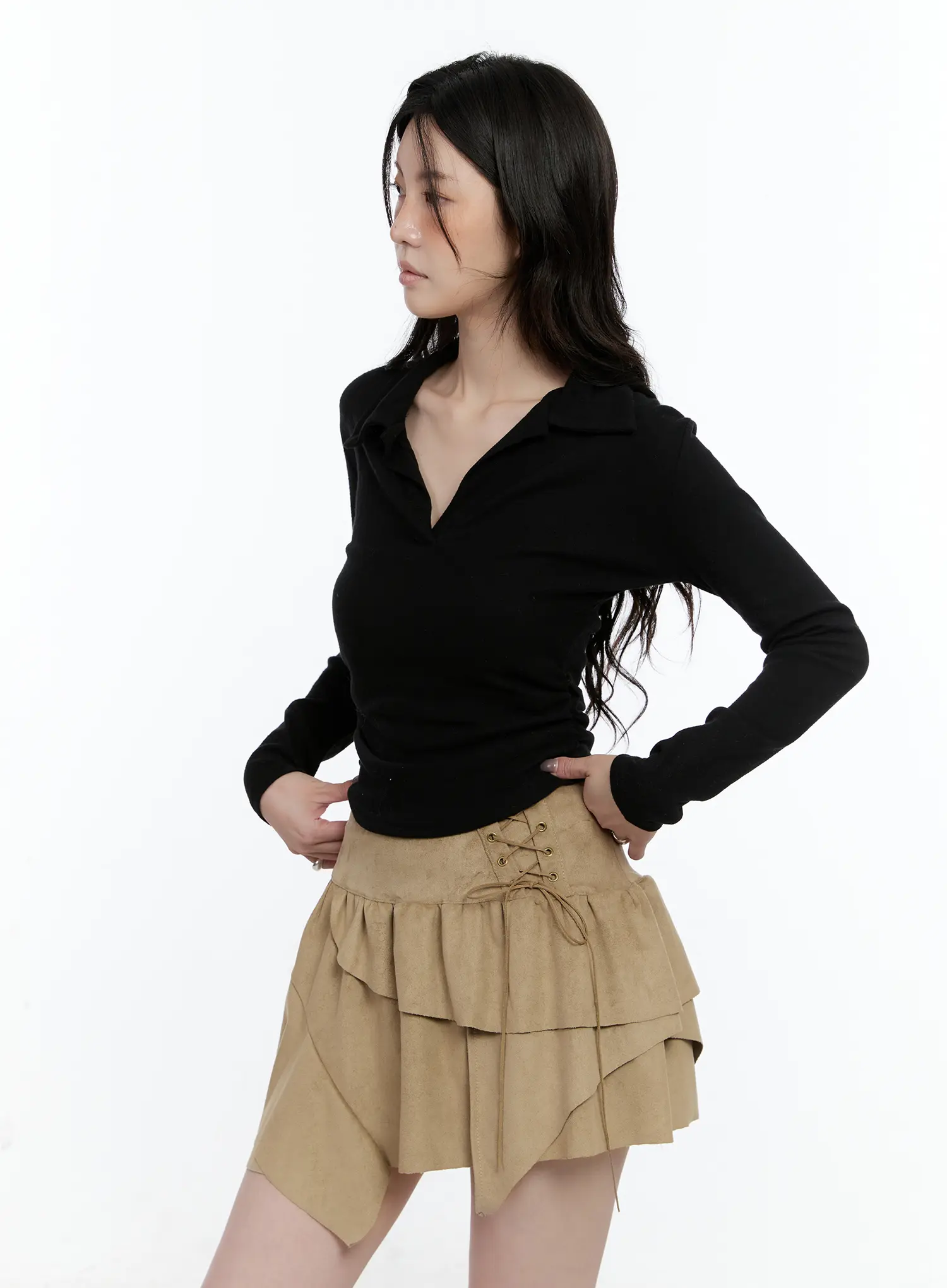 Basic Polo Neck Long Sleeve Top CN517 - Image 5