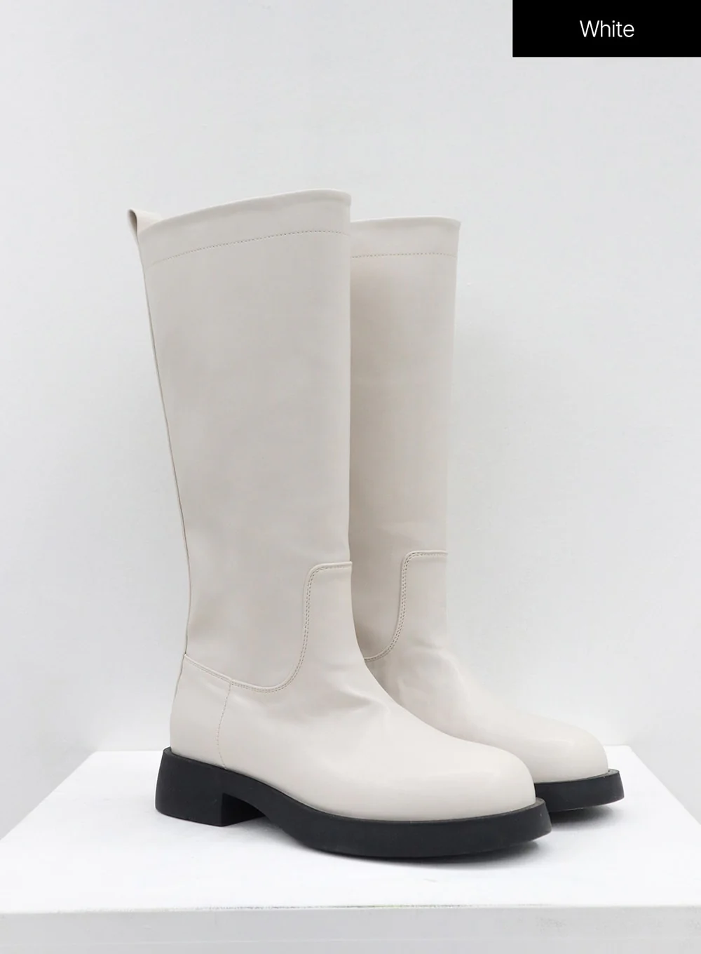 Basic Round Toe Wide Long Boots OS19 - Image 10