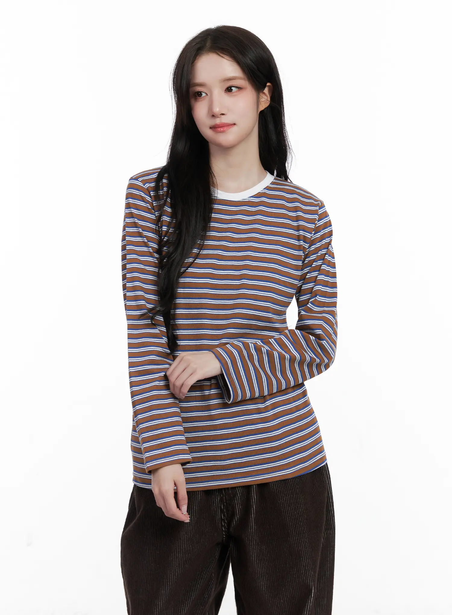 Basic Striped Long Sleeve Top CN526 - Image 2