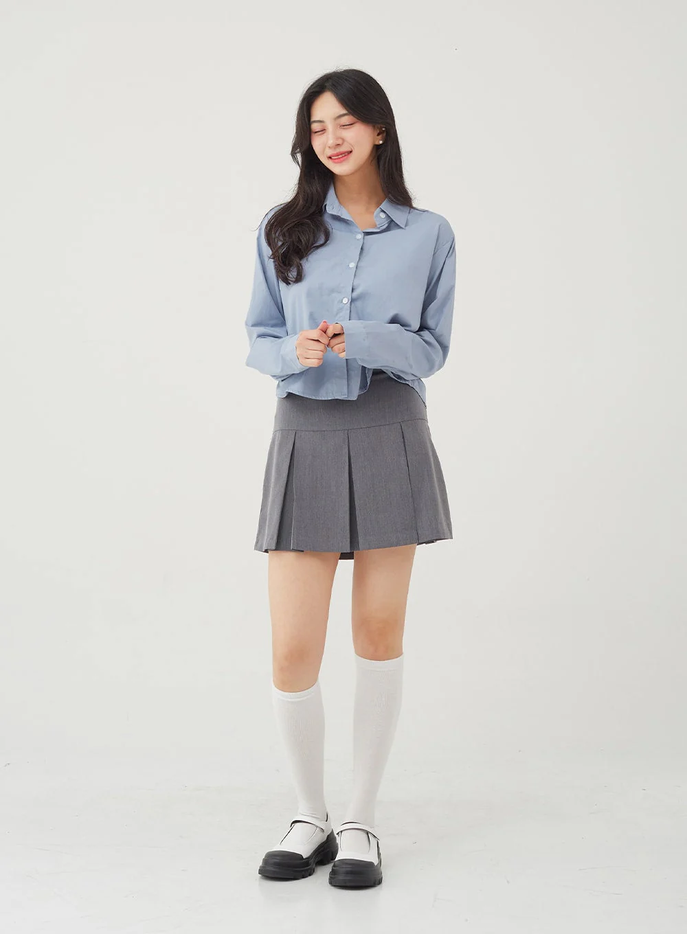 Basic Tone Down Color Crop Shirt BG23