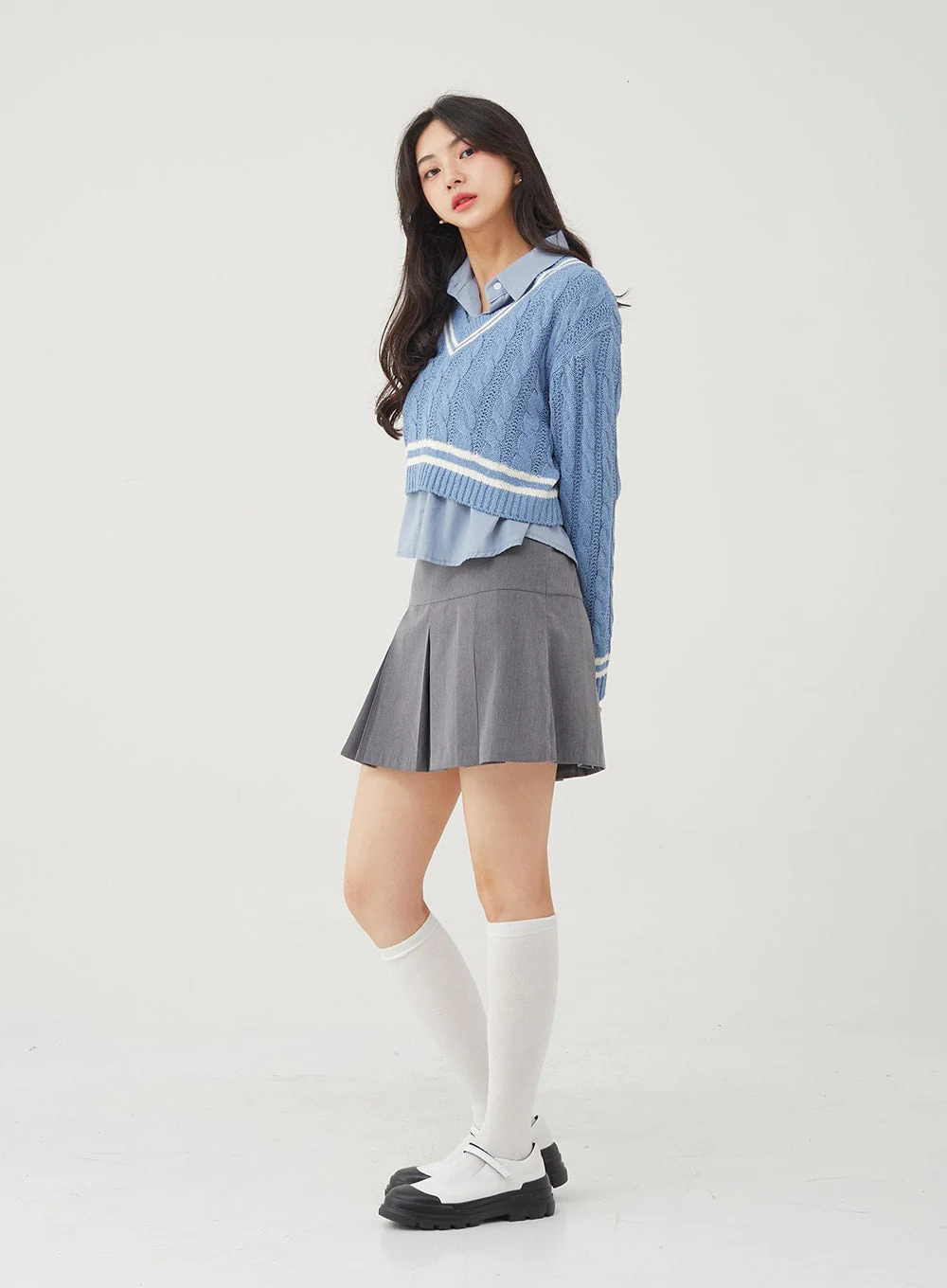Basic Tone Down Color Crop Shirt BG23 - Image 13