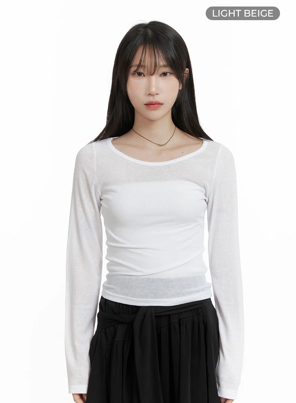 Basic U-Neck Long Sleeve T-Shirt CA404 - Image 5