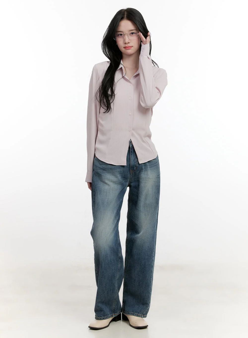 Belle Washed Wide-Leg Jeans CF528 - Image 2