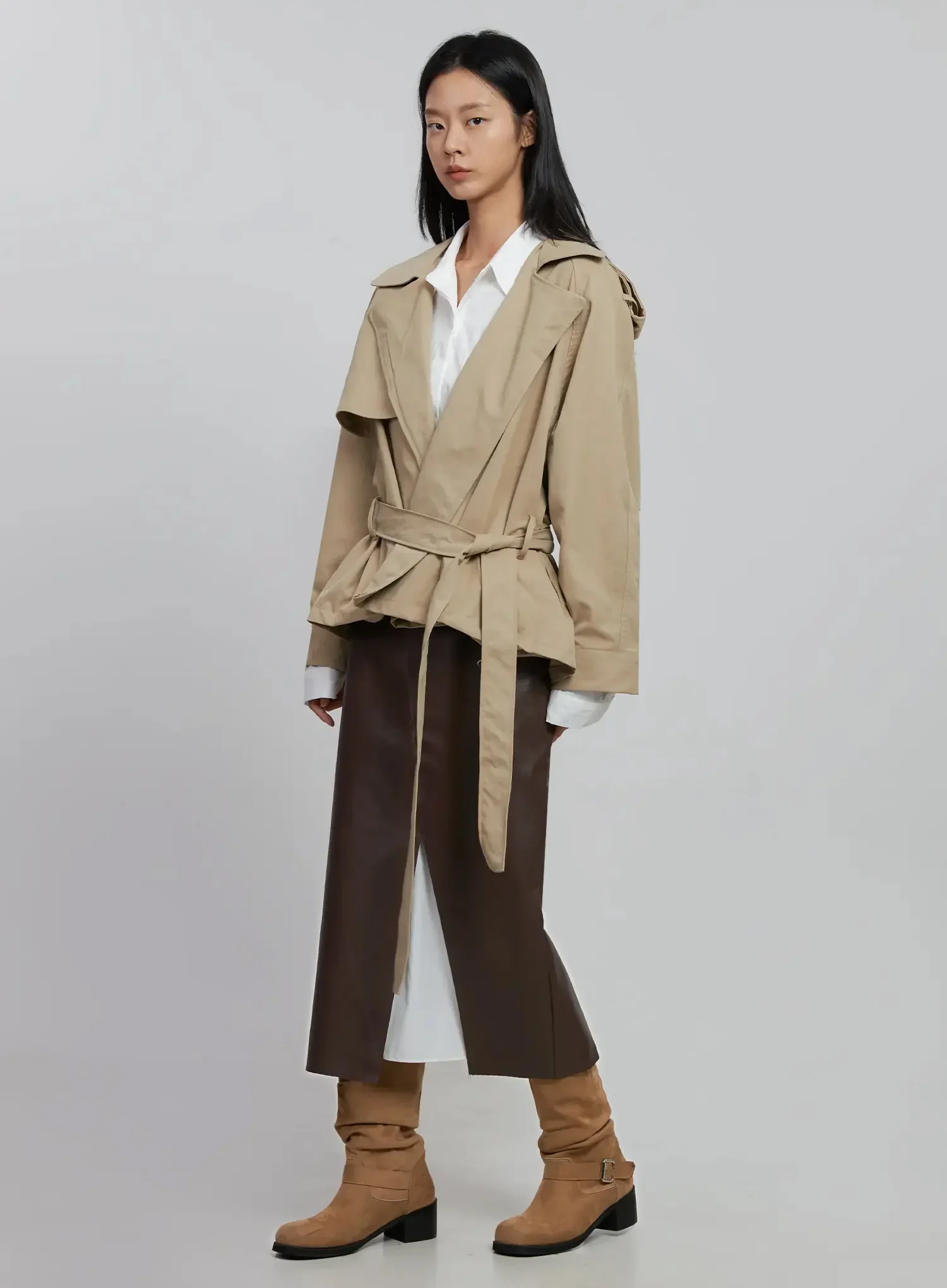 Belted Half Trench Coat ID504 - Image 11