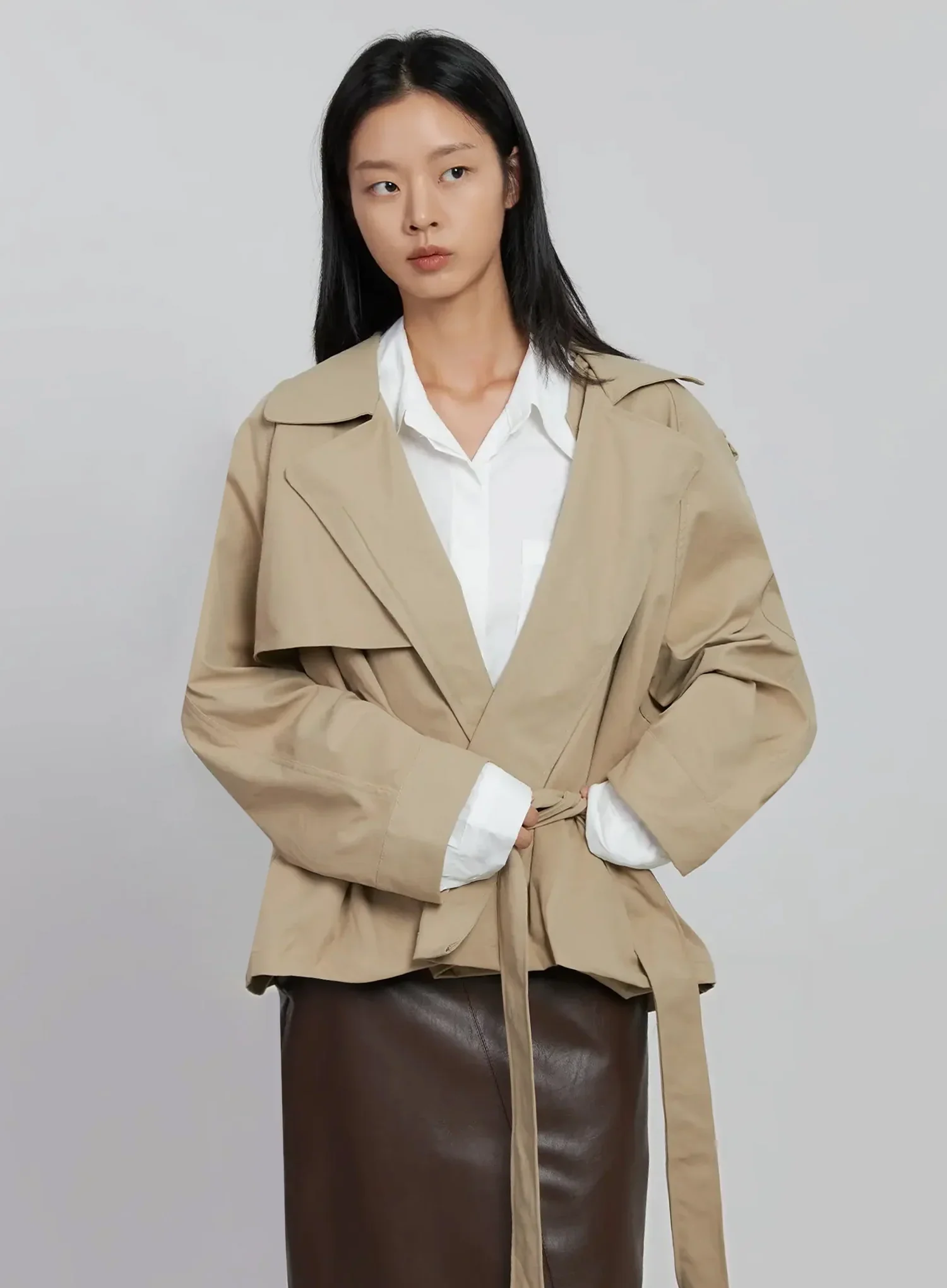 Belted Half Trench Coat ID504 - Image 2