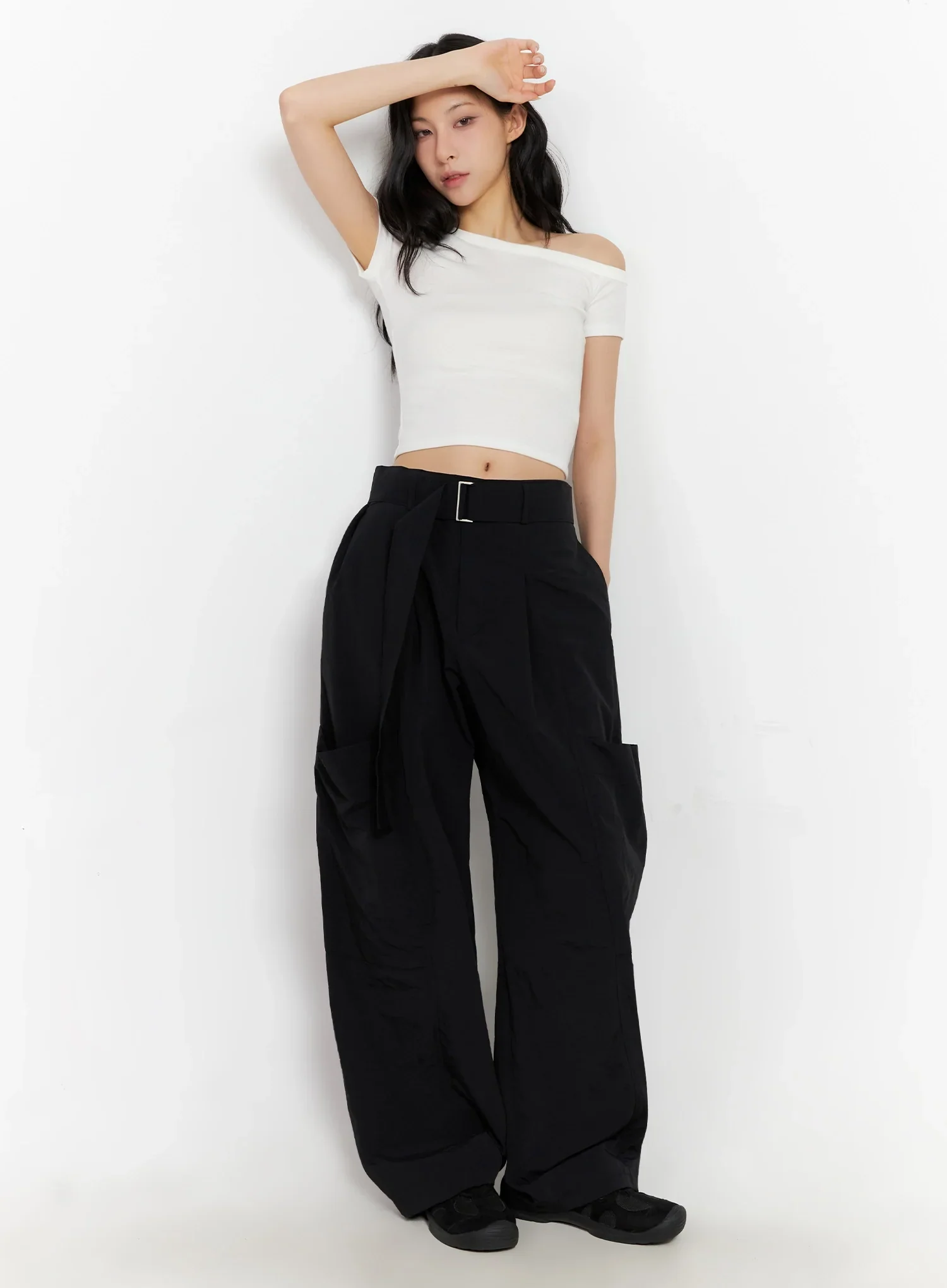 Belted Wide-Leg Utility Cargo Pants IG508 - Image 14