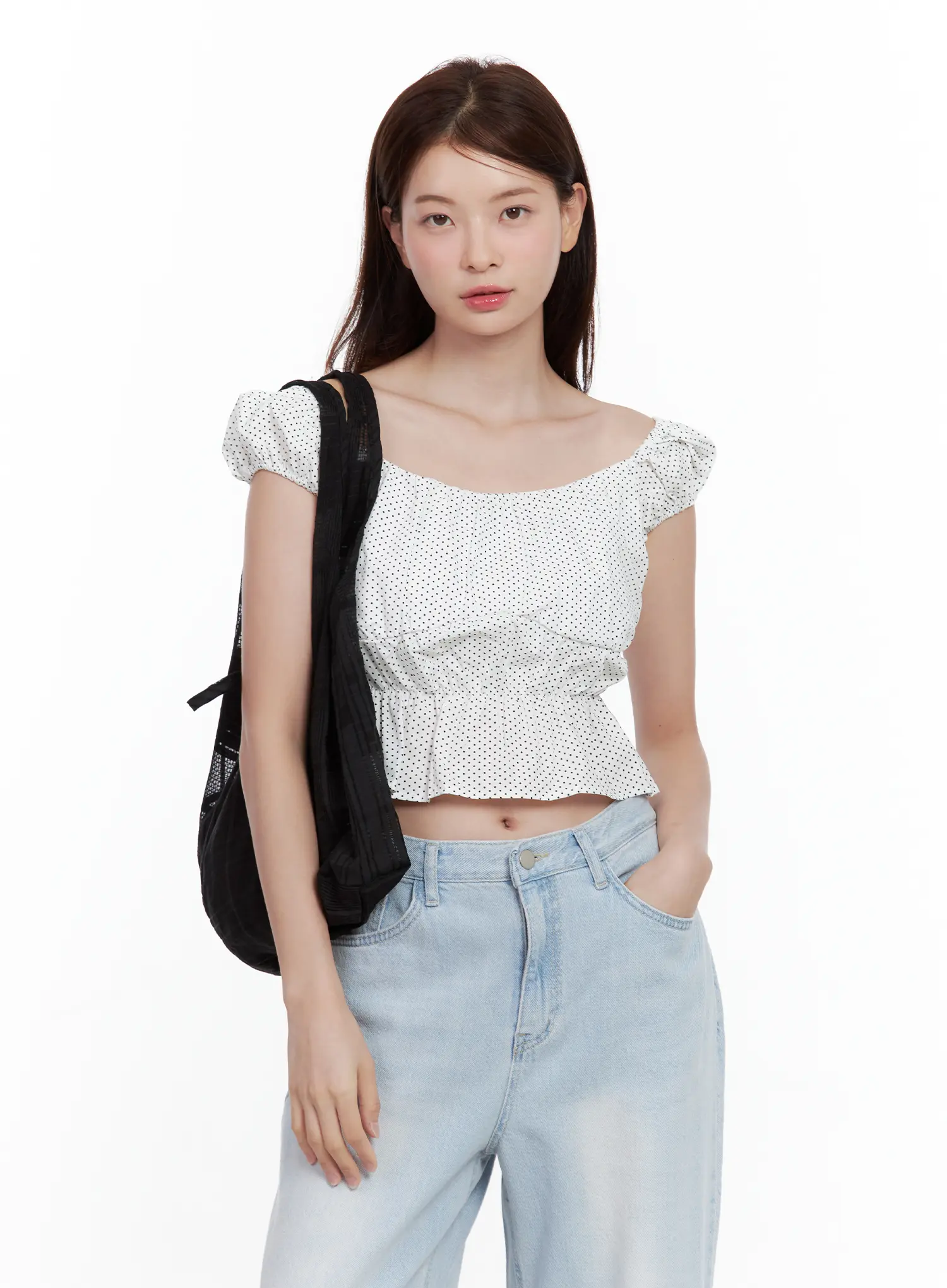 Black Mesh Plaid Shoulder Bag CL502 - Image 7