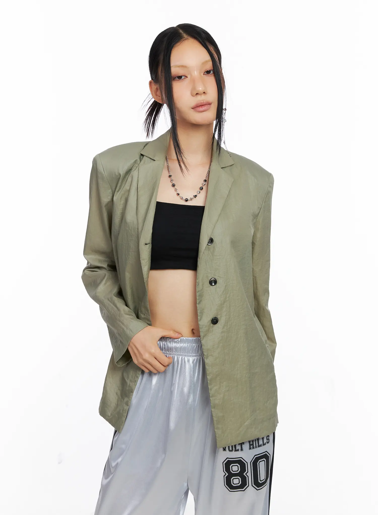 Black Nylon Slim Fit Jacket CS511 - Image 12