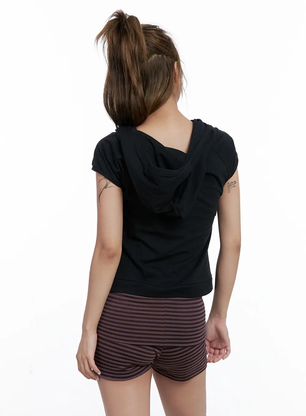 Black Short Sleeve Hoodie CL511 - Image 6