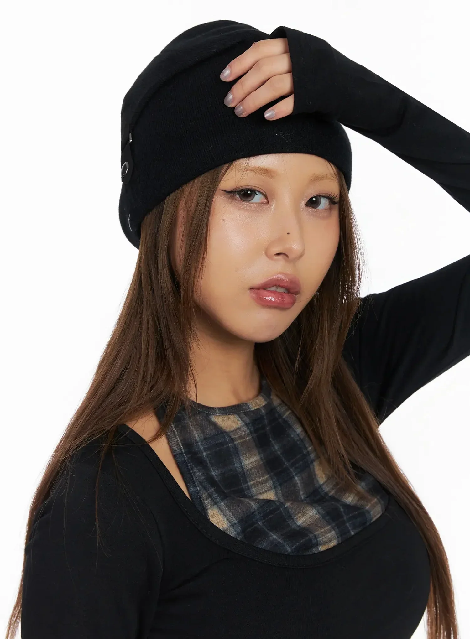 Black Strap Beanie IN528 - Image 2