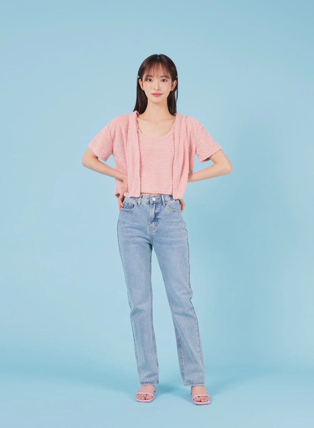 Bleached Boot-cut Denim Jeans BA04