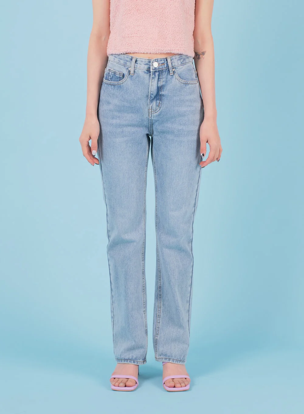 Bleached Boot-cut Denim Jeans BA04 - Image 2