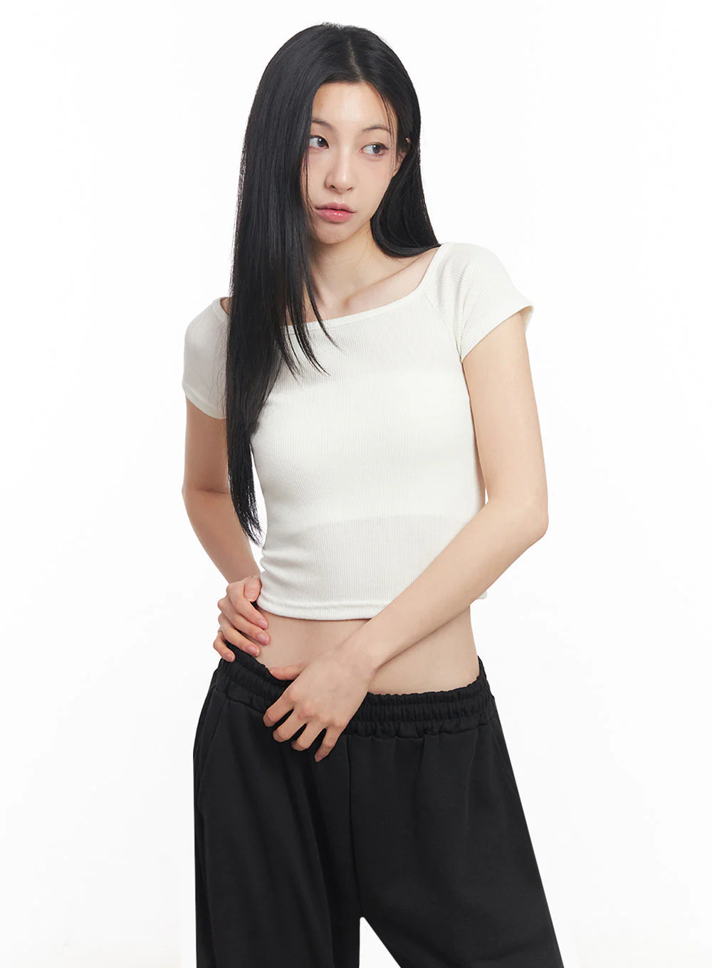 Boatneck Cropped Tee IY516 - Image 7