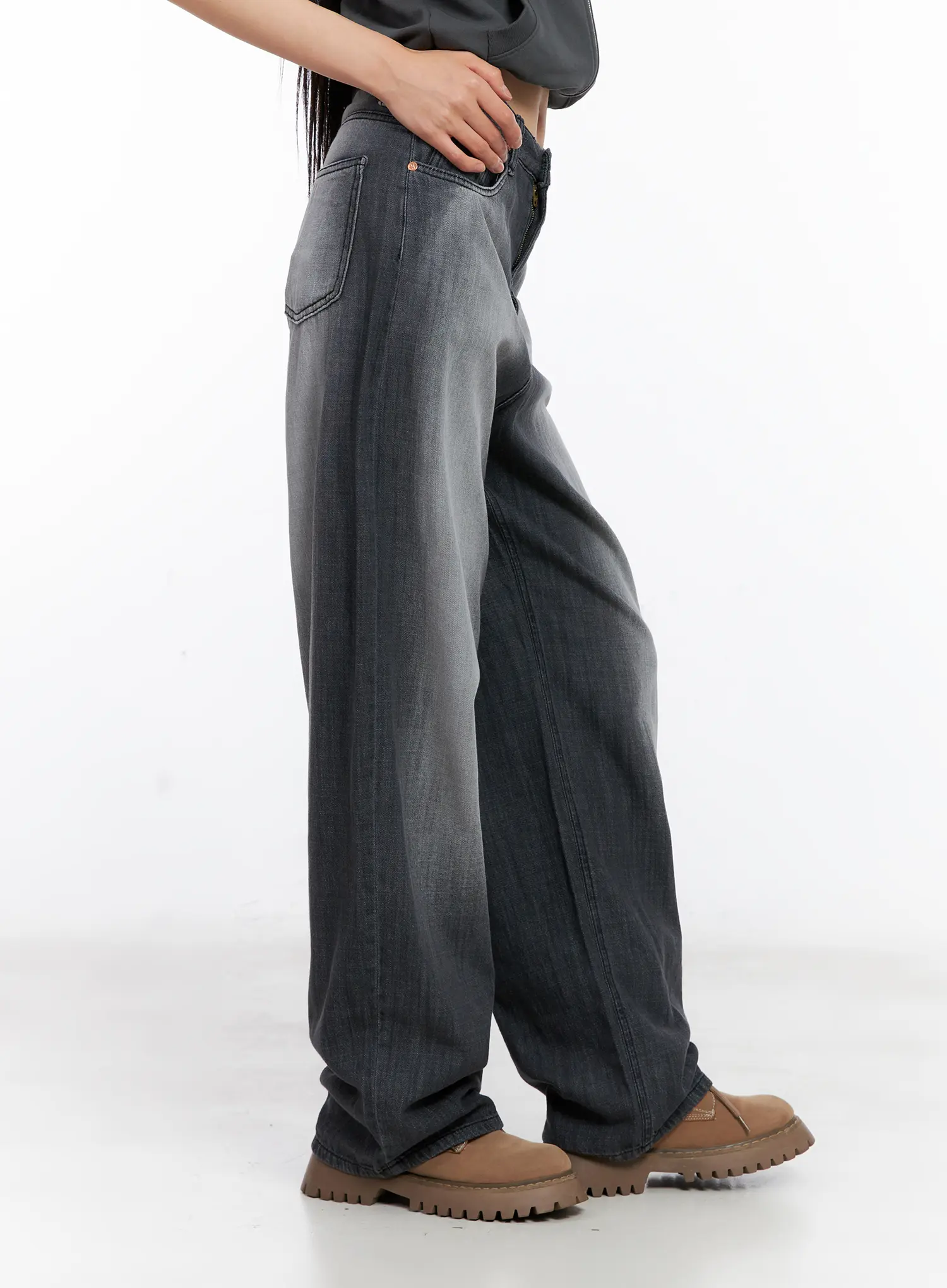 Bomi Washed Wide-Leg Denim Jeans CL529 - Image 5