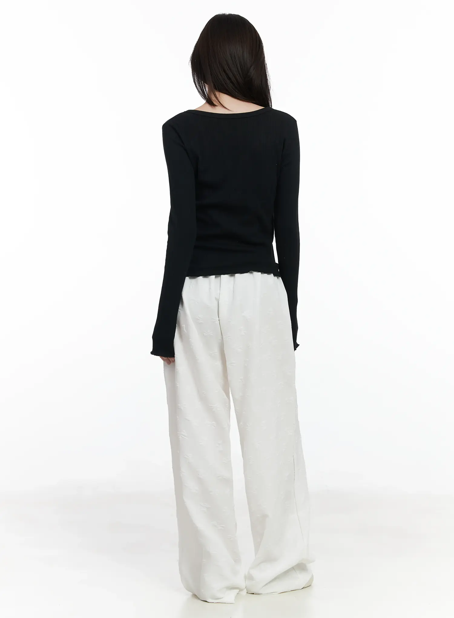 Bow Embossed Wide Pants IF525 - Image 12