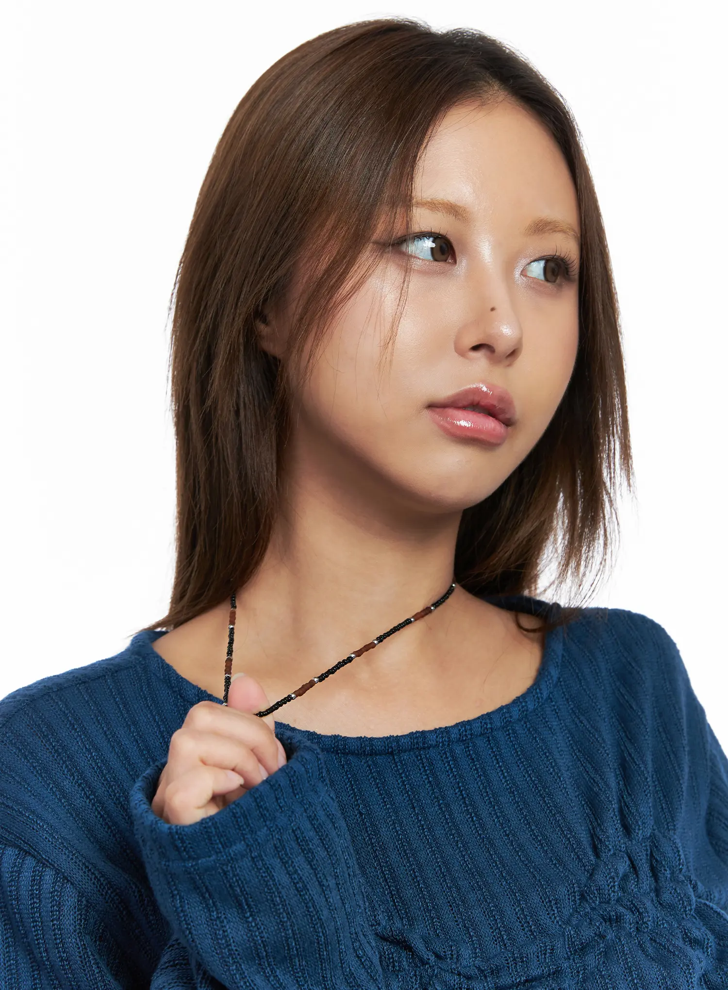 Brown Beaded Choker Necklace CO513 - Image 2