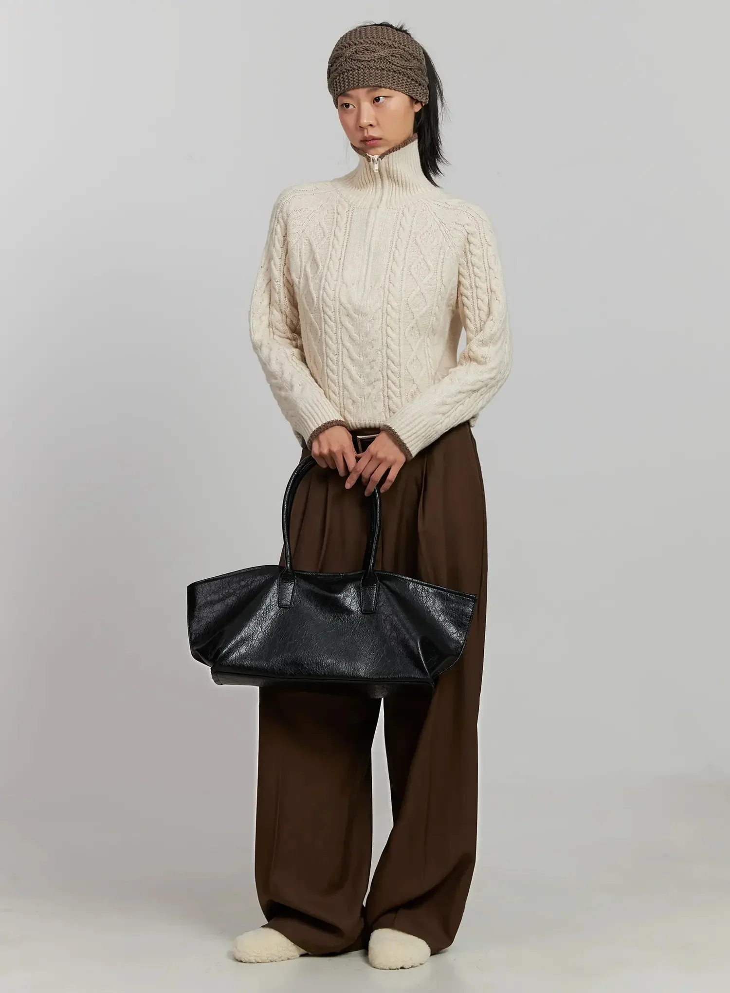 Brown Pleated Slacks IJ505 - Image 2