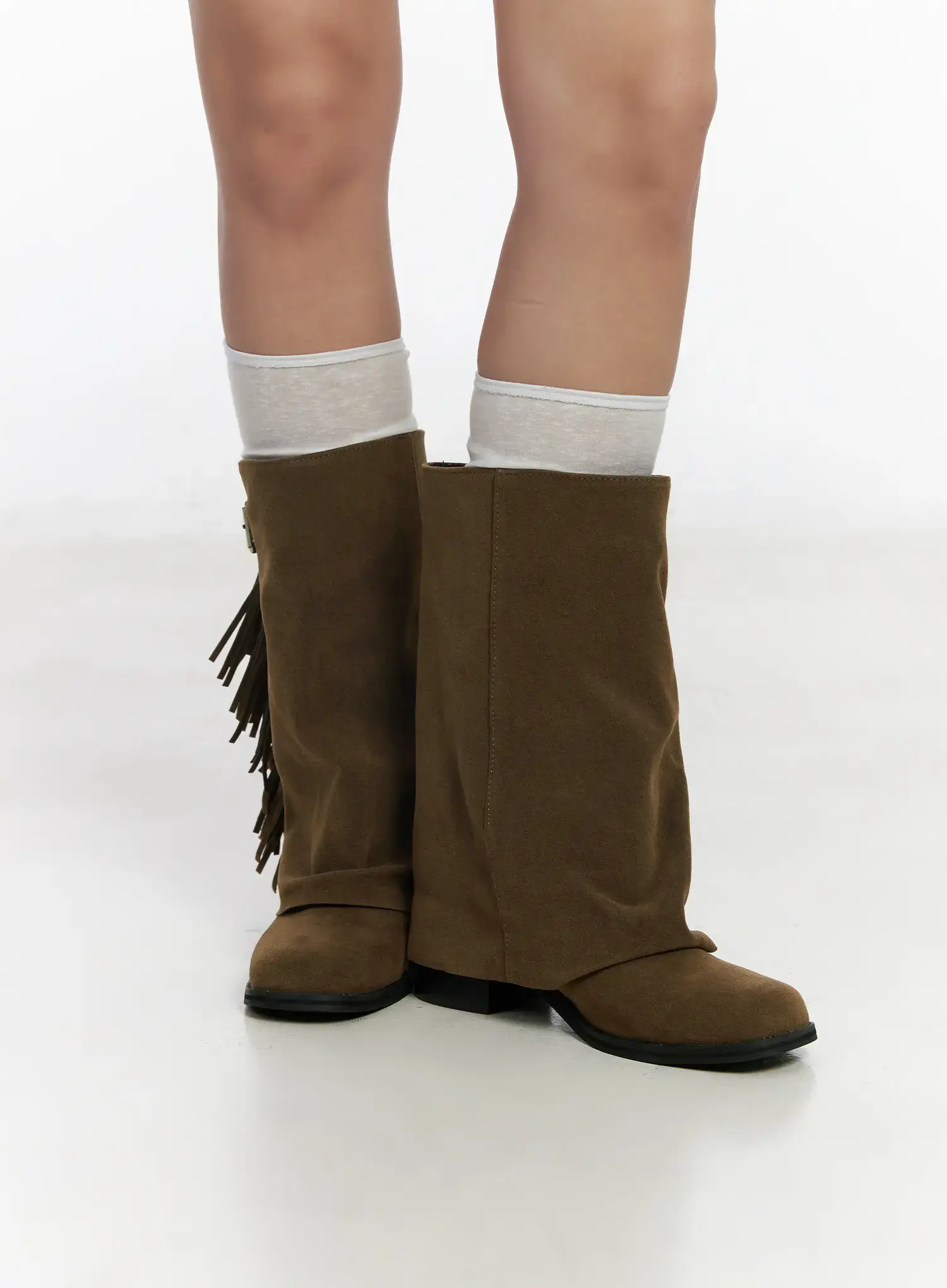 Brown Suede Fringe Boots CF503 - Image 4