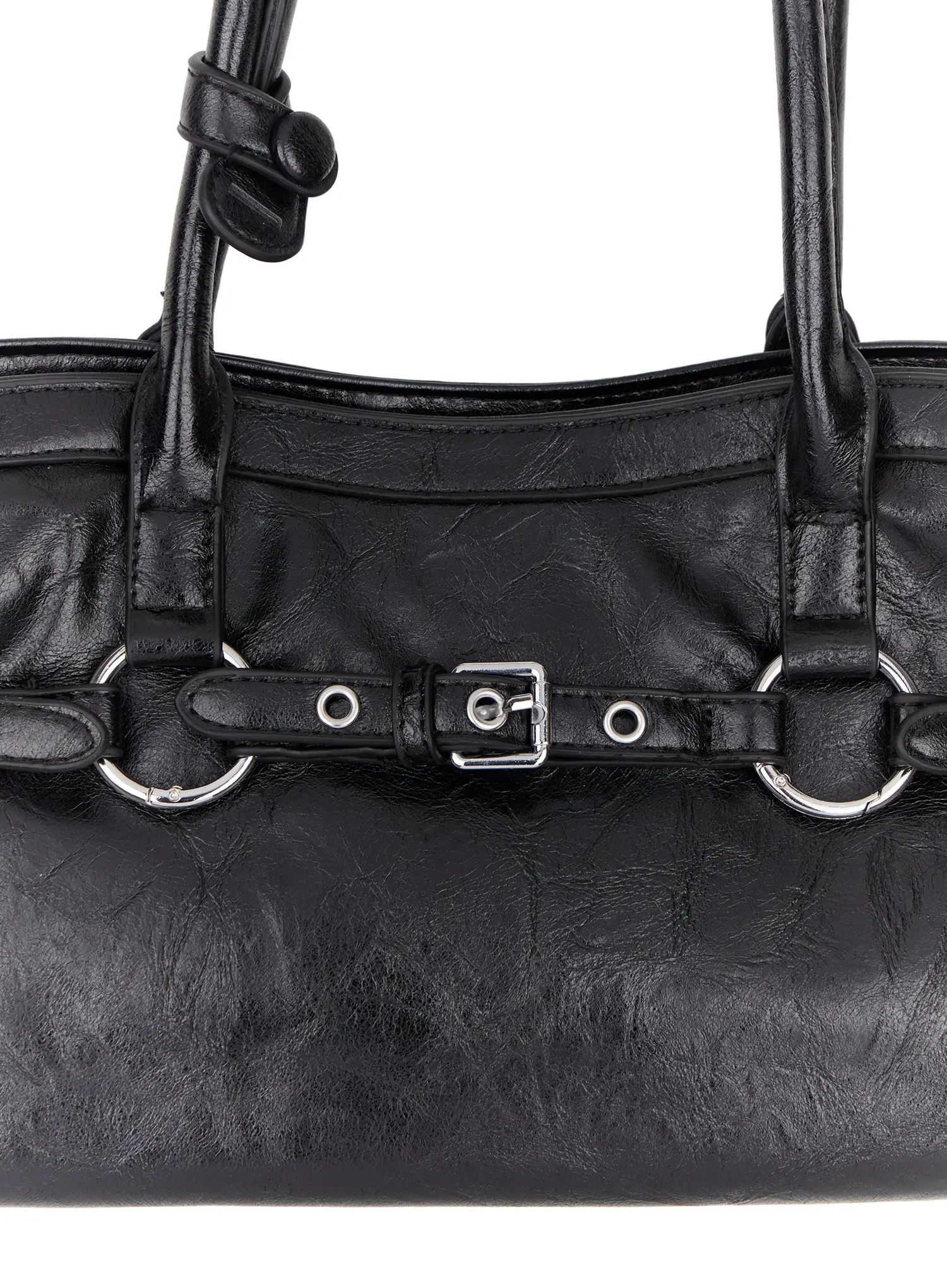 Buckle Accent Faux Leather Shoulder Bag CM526 - Image 4