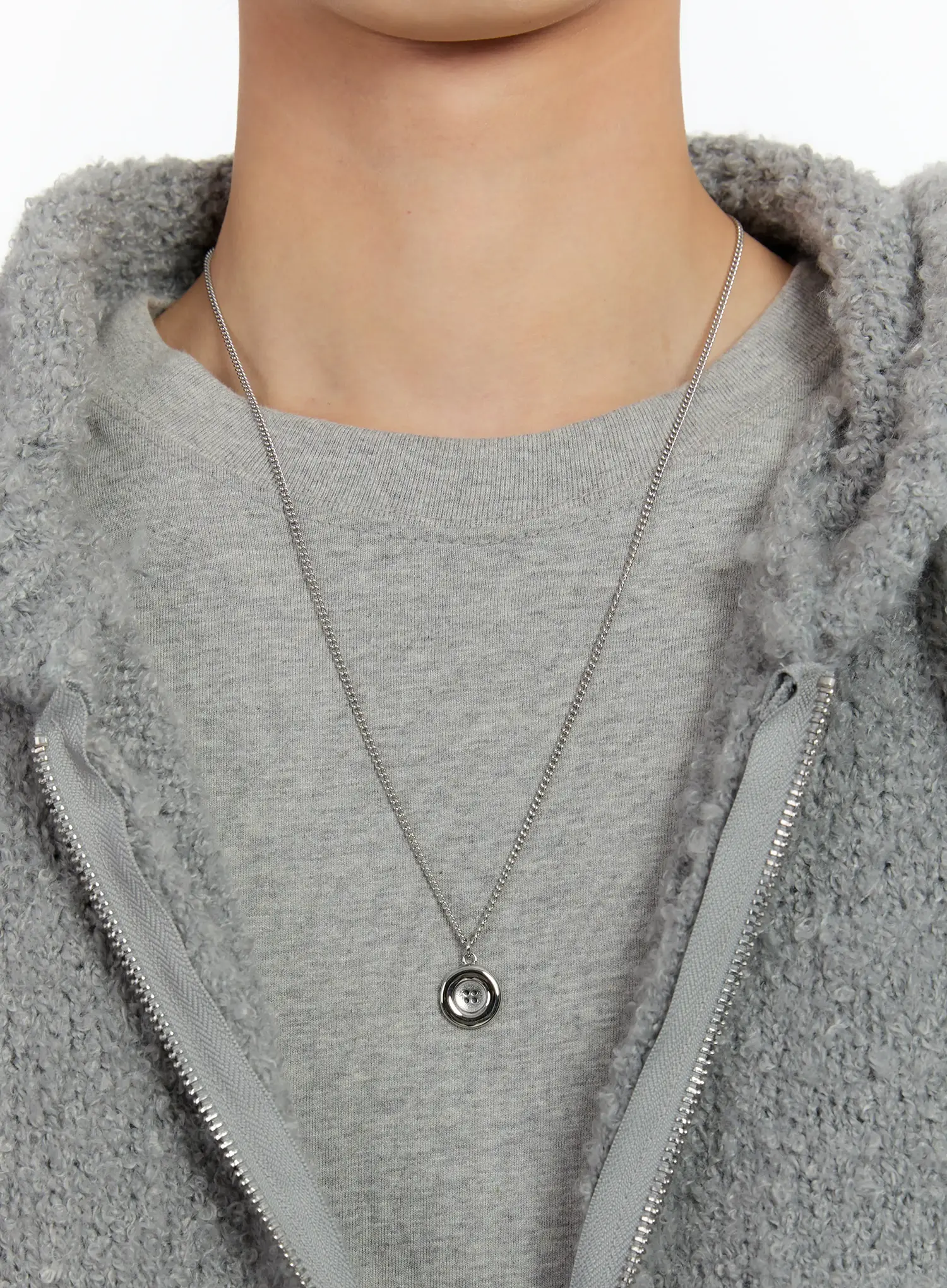 Button Charm Chain Necklace ID502
