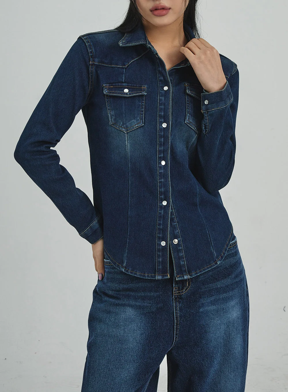 Button Denim Shirt CD09 - Image 2