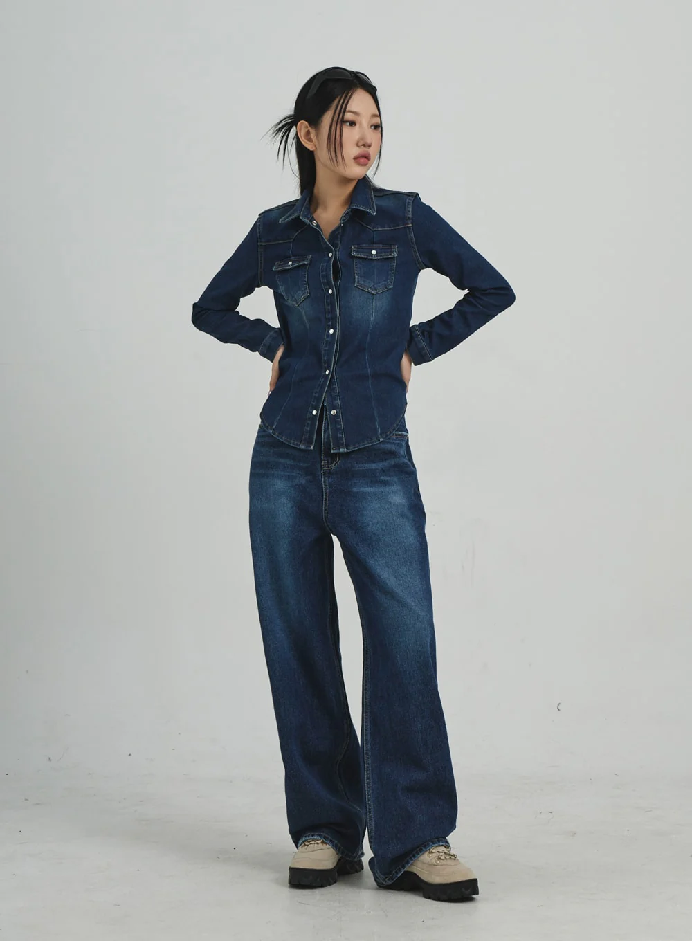 Button Denim Shirt CD09 - Image 3