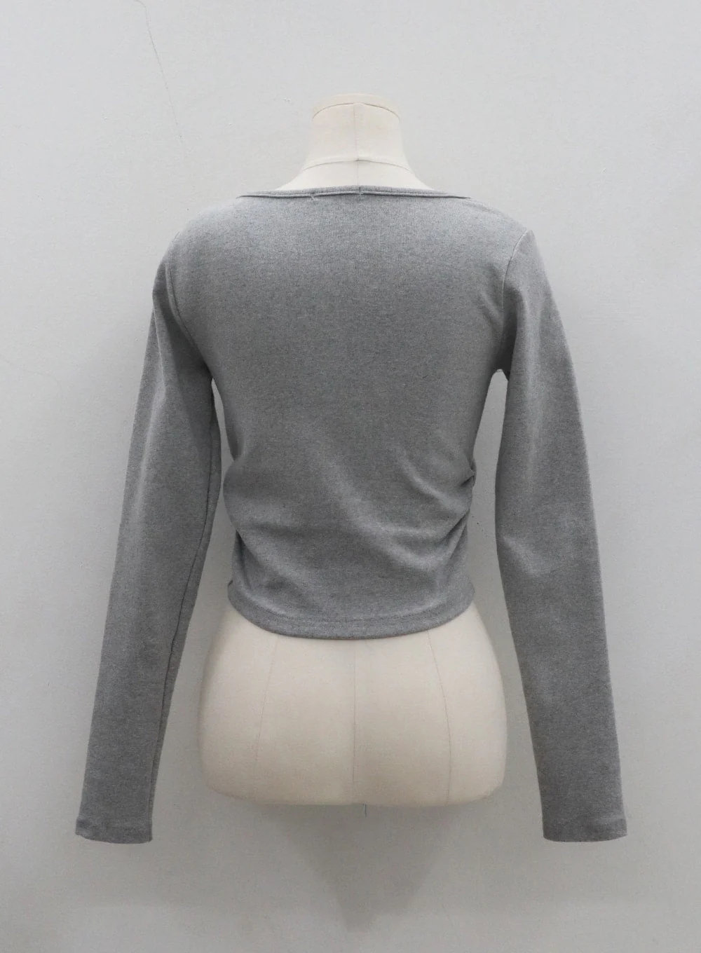 Button Neck Long Sleeve Cropped Top CD21 - Image 16