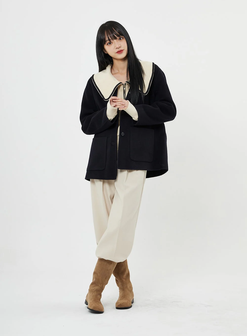 Button Round Neck Coat BN10 - Image 12