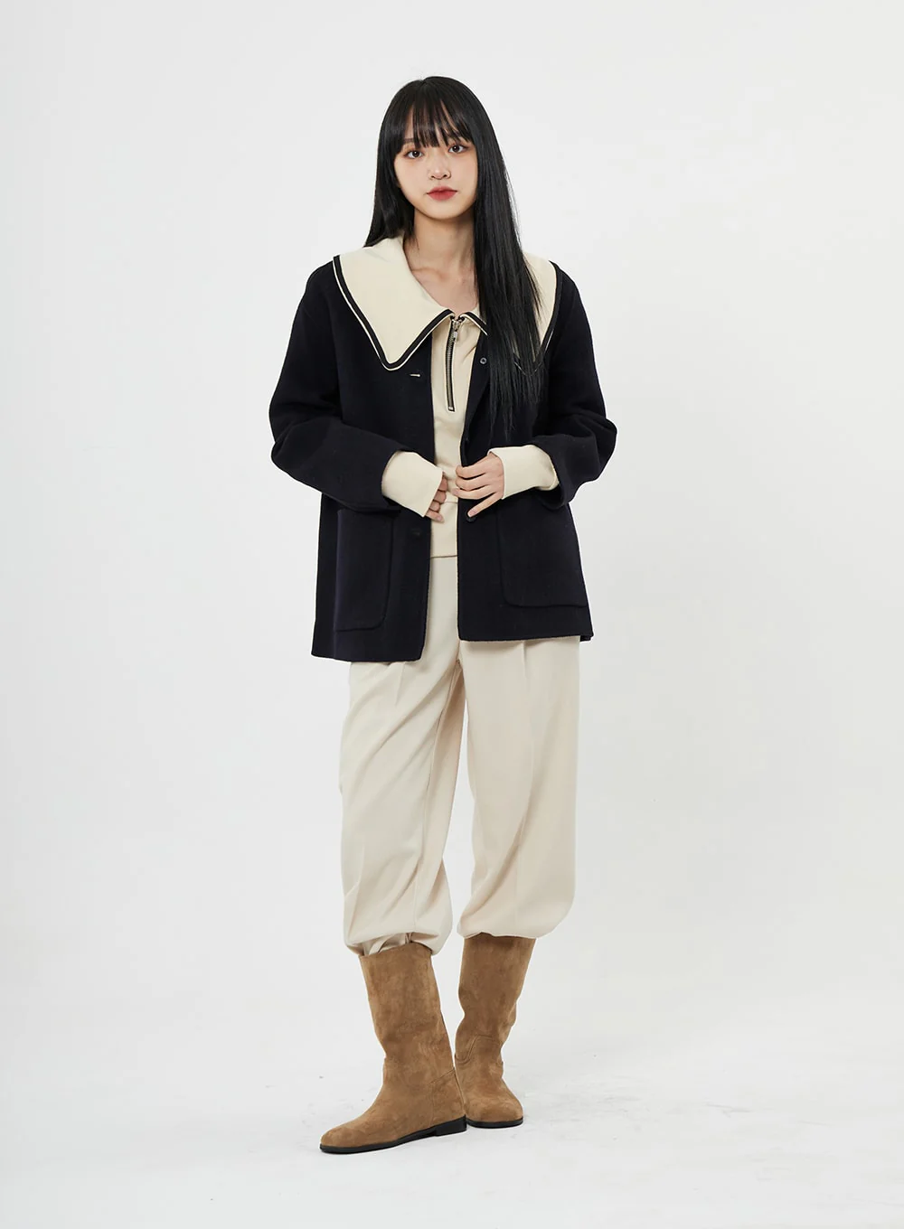 Button Round Neck Coat BN10 - Image 8