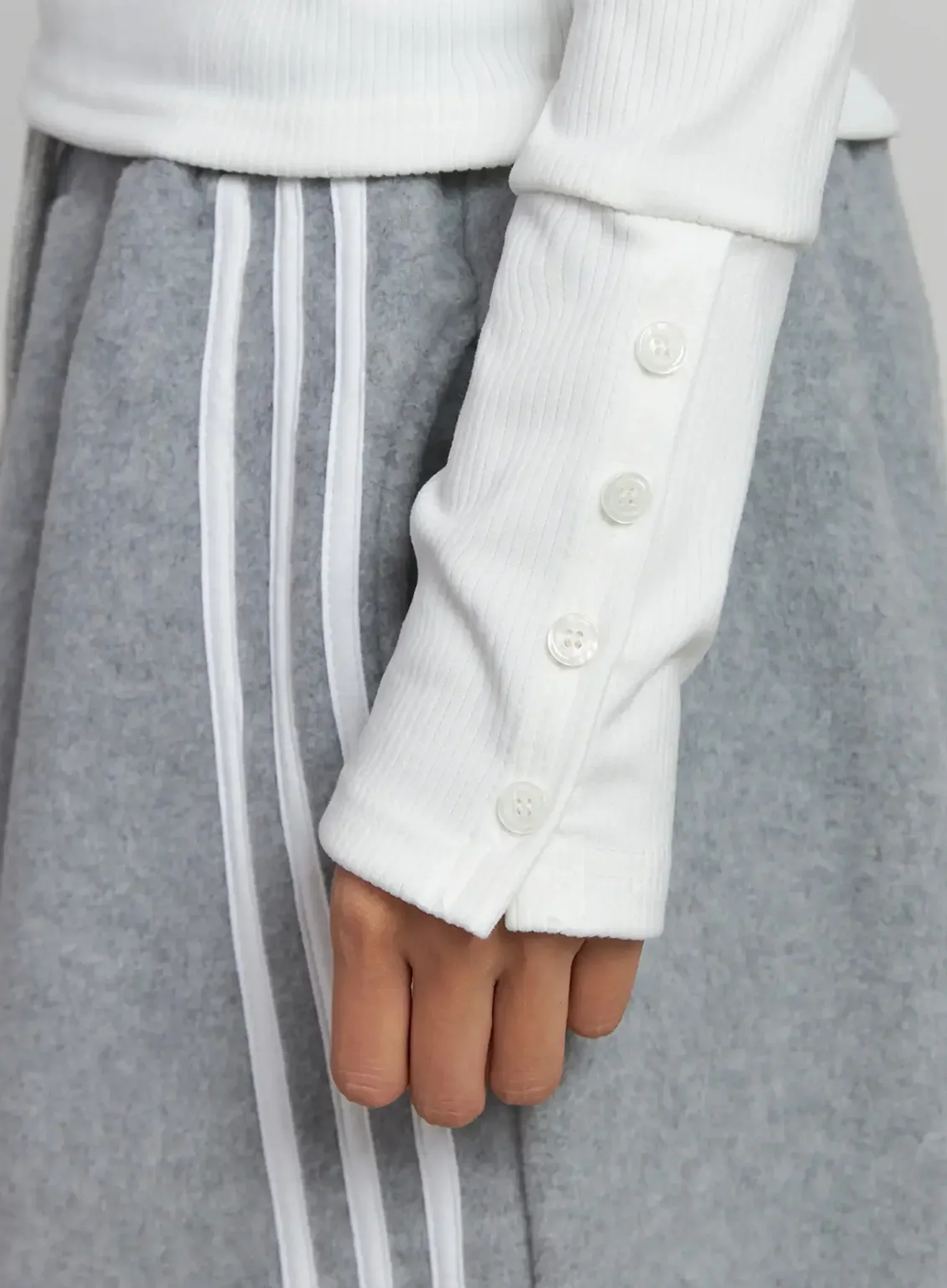 Button Sleeve Ribbed Top IJ505 - Image 3