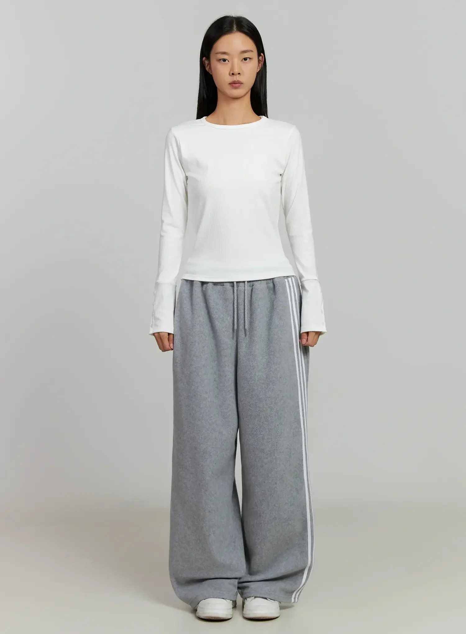 Button Sleeve Ribbed Top IJ505 - Image 4