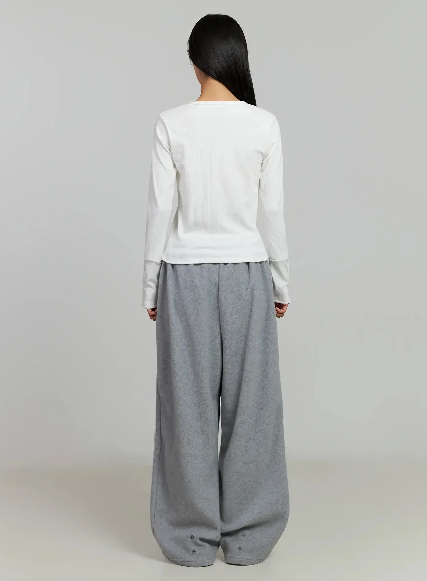 Button Sleeve Ribbed Top IJ505 - Image 7