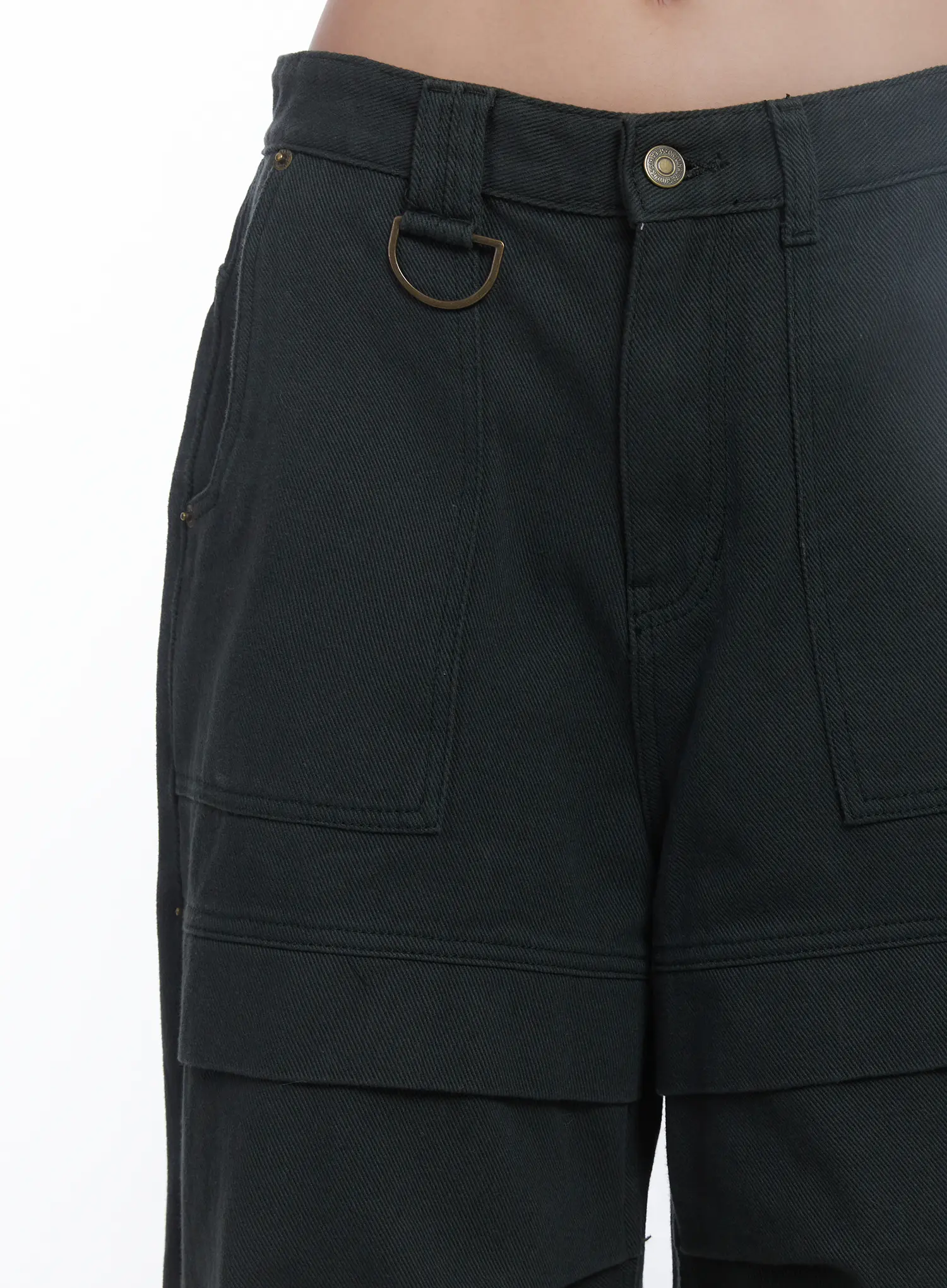 Button Trim Wide-Leg Pants CJ514 - Image 4