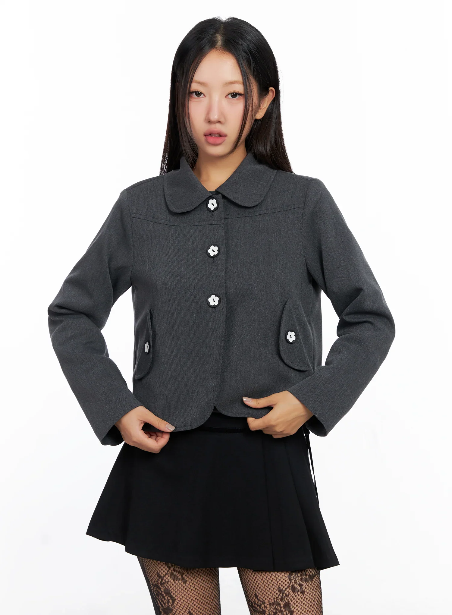 Button-Up Cropped Jacket CO515 - Image 8