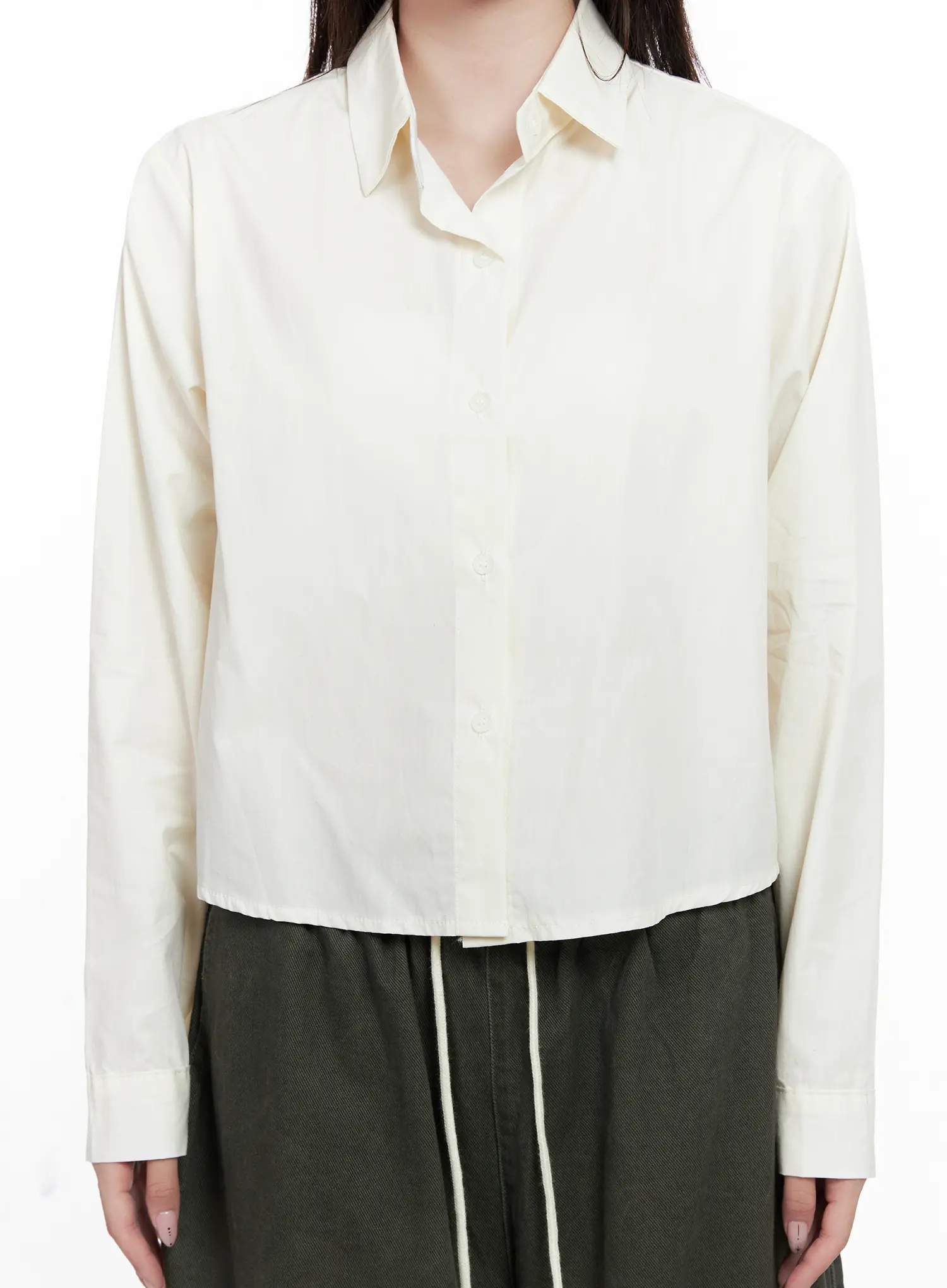 Button-Up Long Sleeve Crop Top CO520 - Image 9