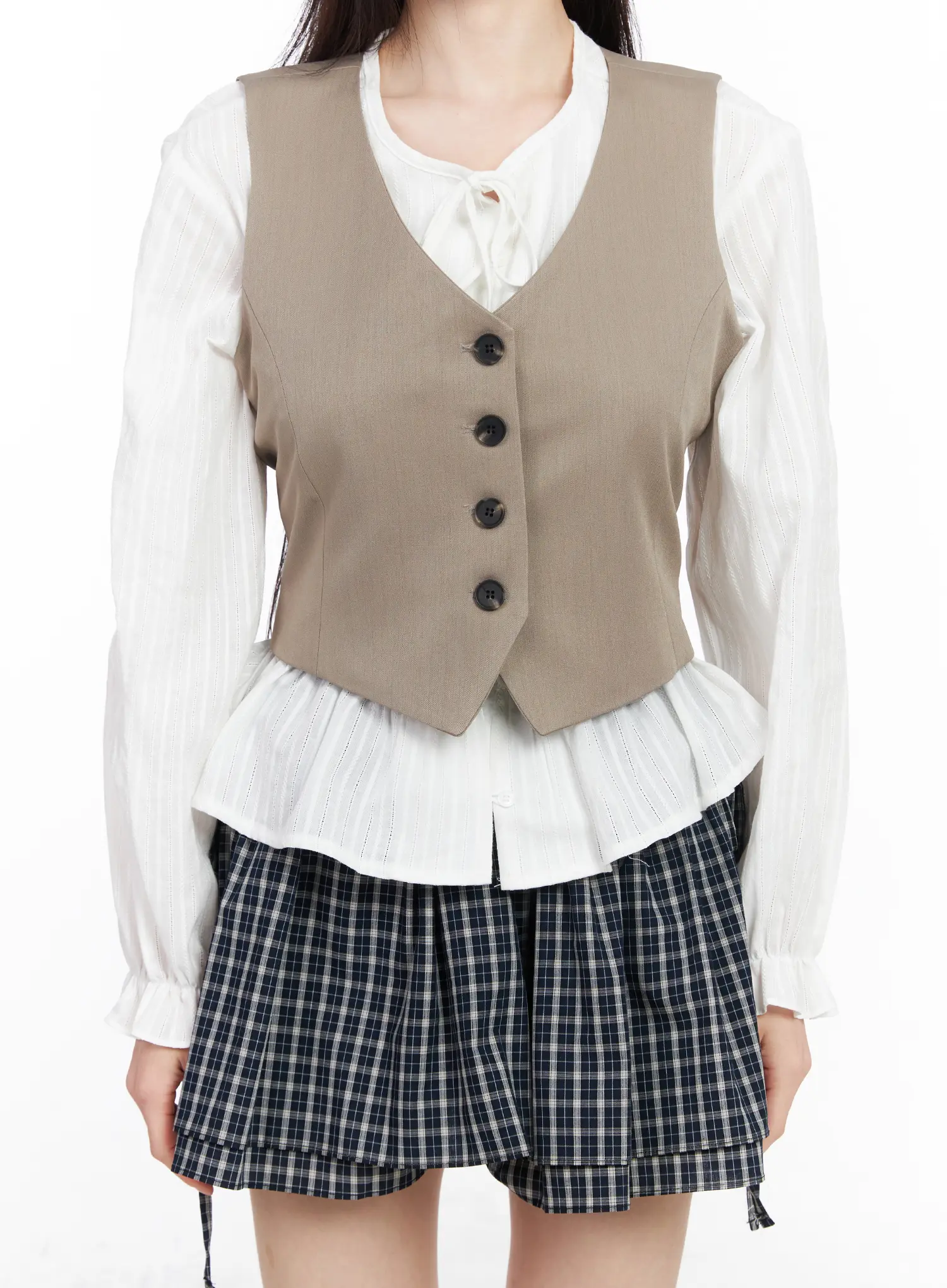 Buttoned Back Belted Crop Vest CM519 - Image 9