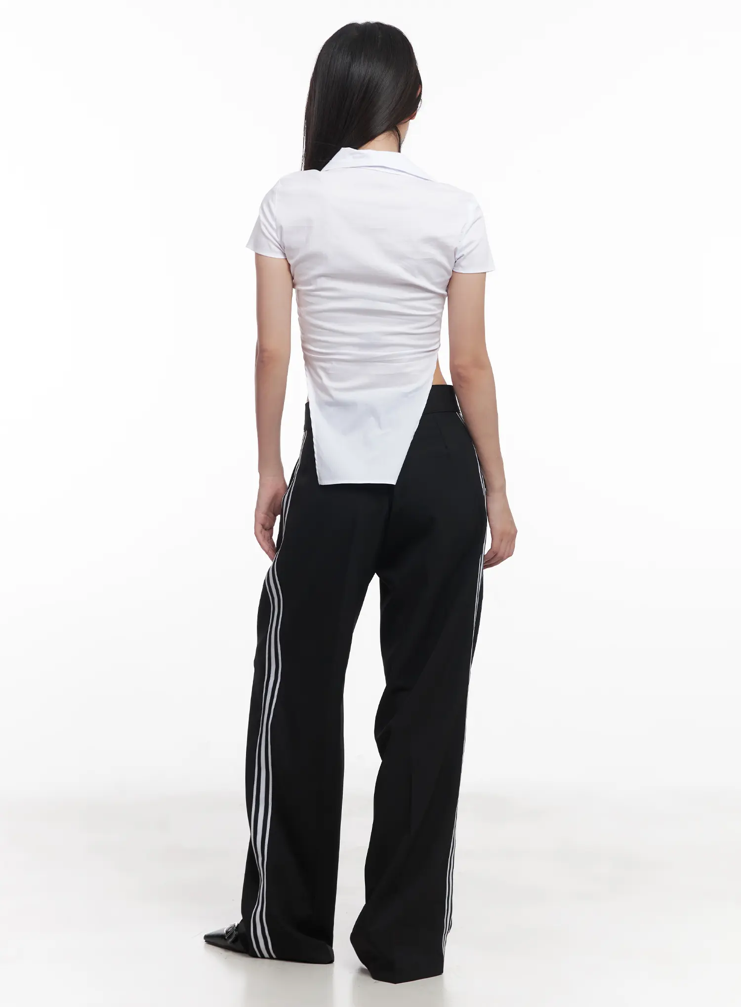 Buttoned Collar Short-Sleeve Shirt CU517 - Image 6