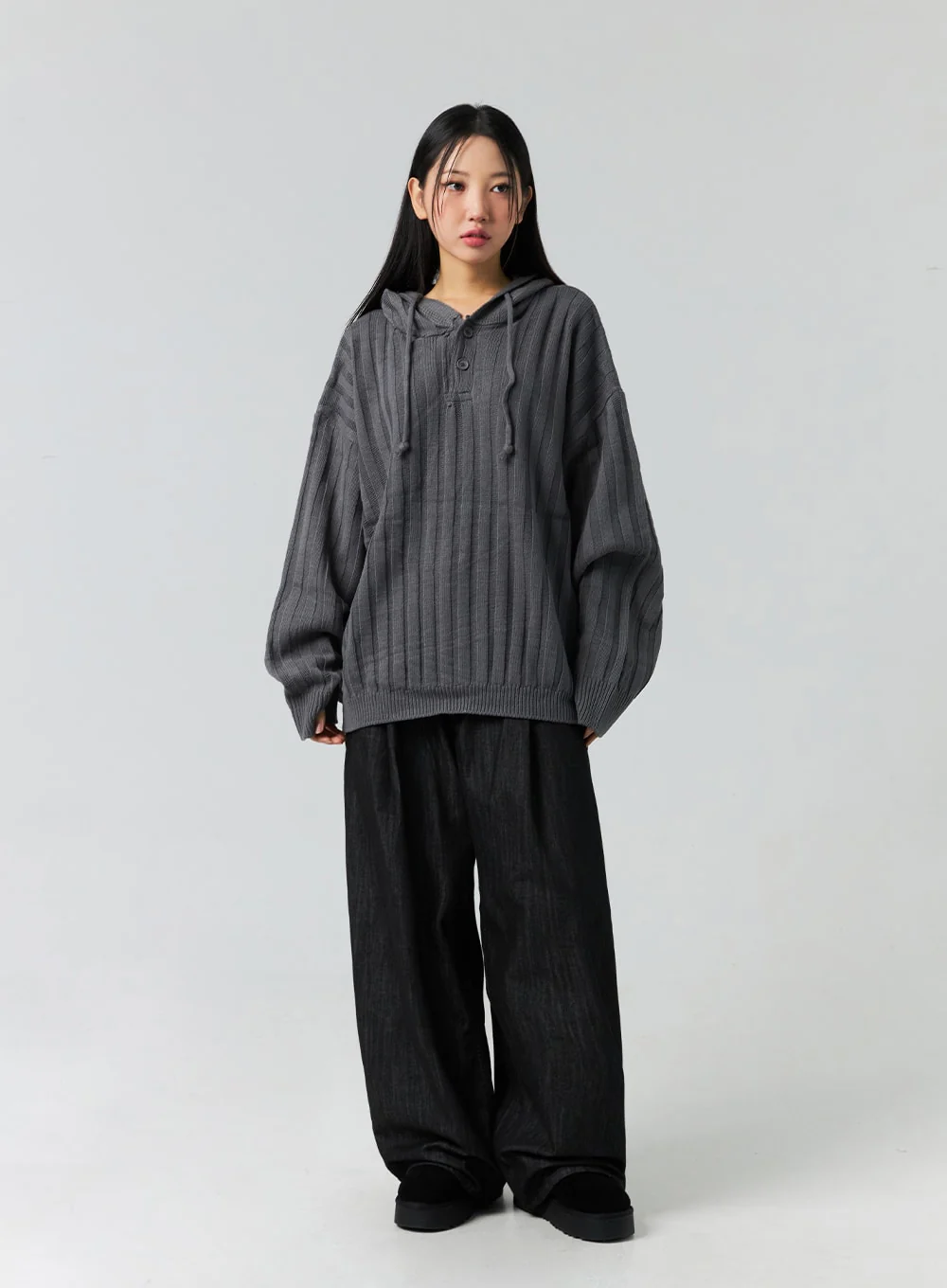 Buttoned Hooded Sweater CO323 - Image 10