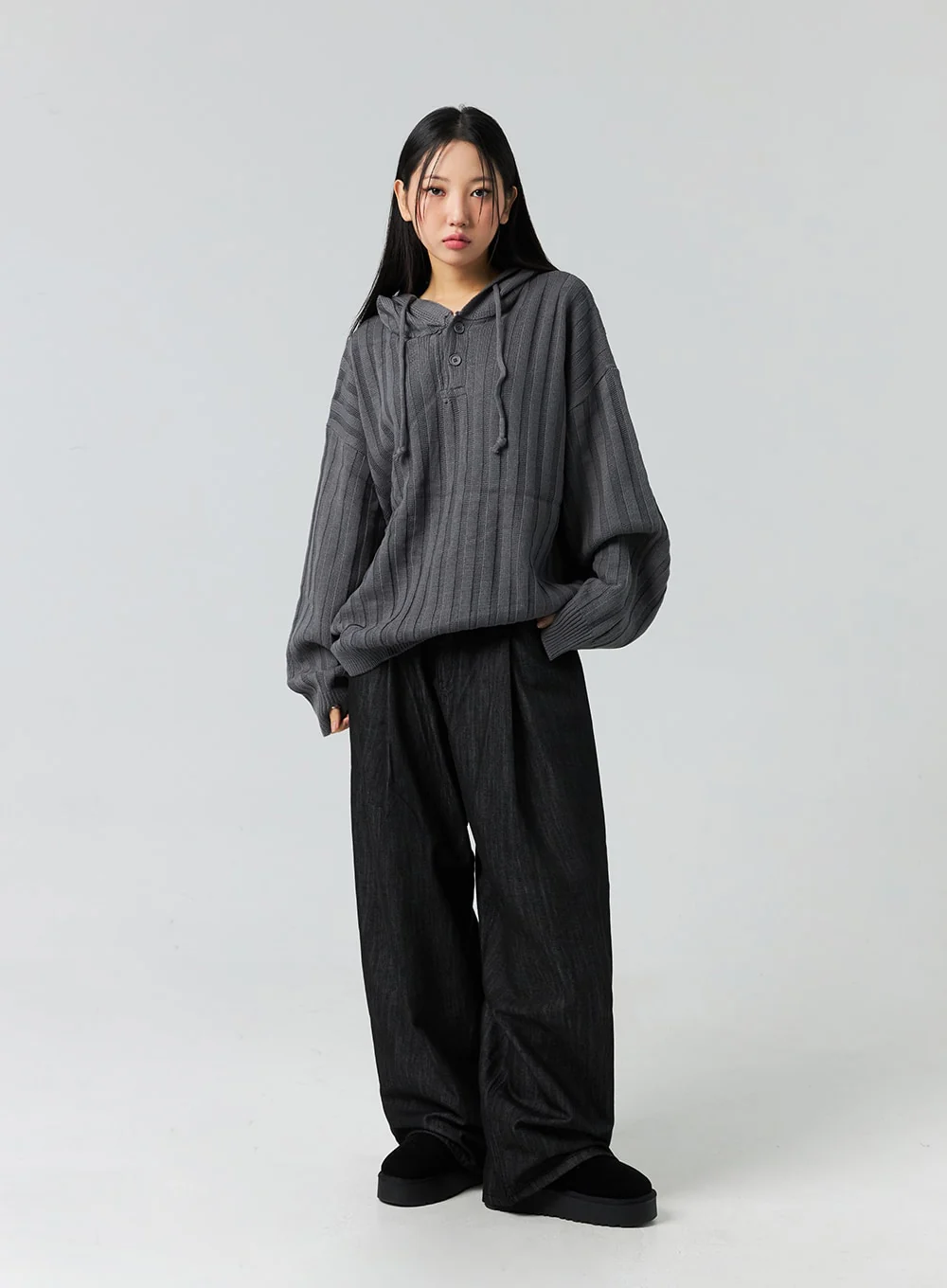 Buttoned Hooded Sweater CO323 - Image 3