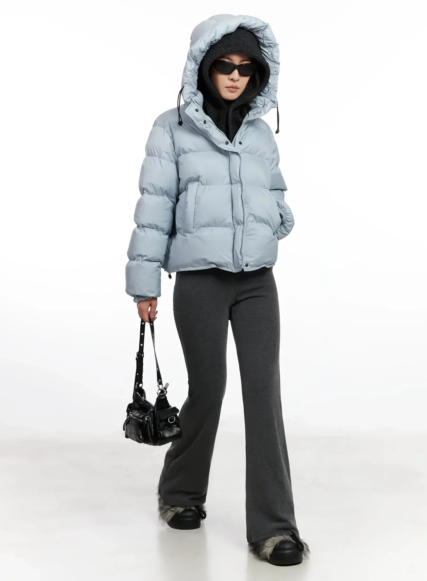 Buttoned Knit Hood Hat IN528 - Image 7